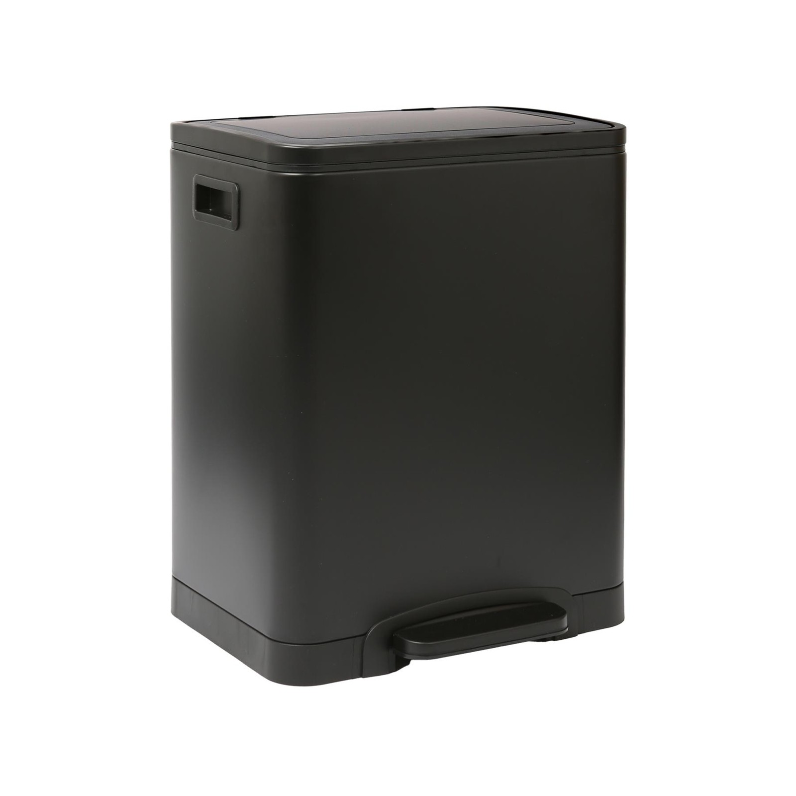 1x 30L (2 x 15L) Stainless Steel Double Kitchen Pedal Bin Matt Black Recycling