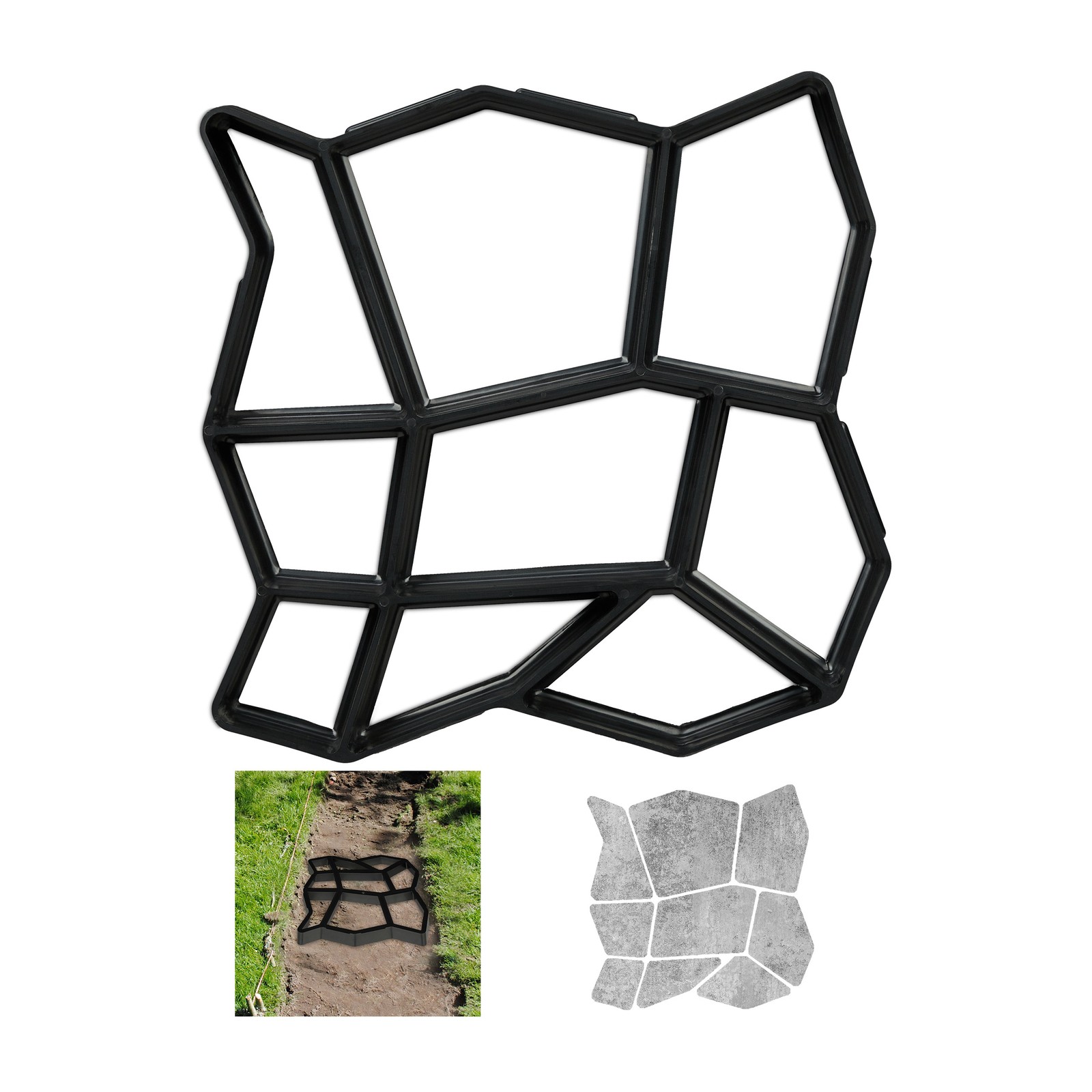 2x Cement Mould Irregular Shape Pavement Stone Concrete Form Casting Frame Slab