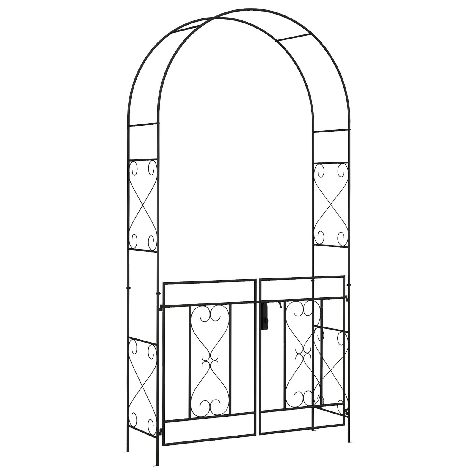 Outsunny Metal Garden Arch with Double Gate, Garden Arbor Climbing Plants