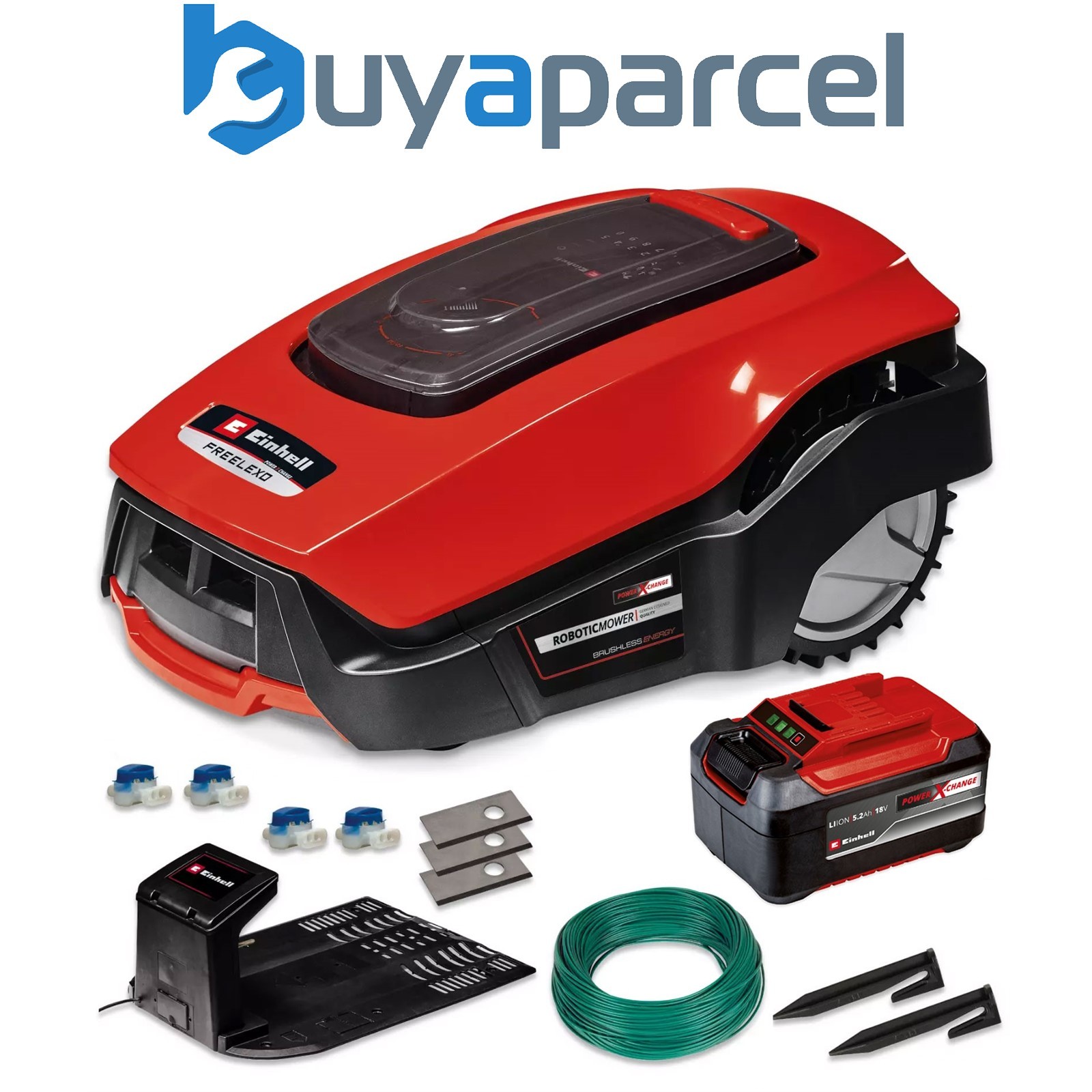 Einhell Robot Lawn Mower 18V Kit FREELEXO 1200 LCD Power X-Change + 5Ah Battery