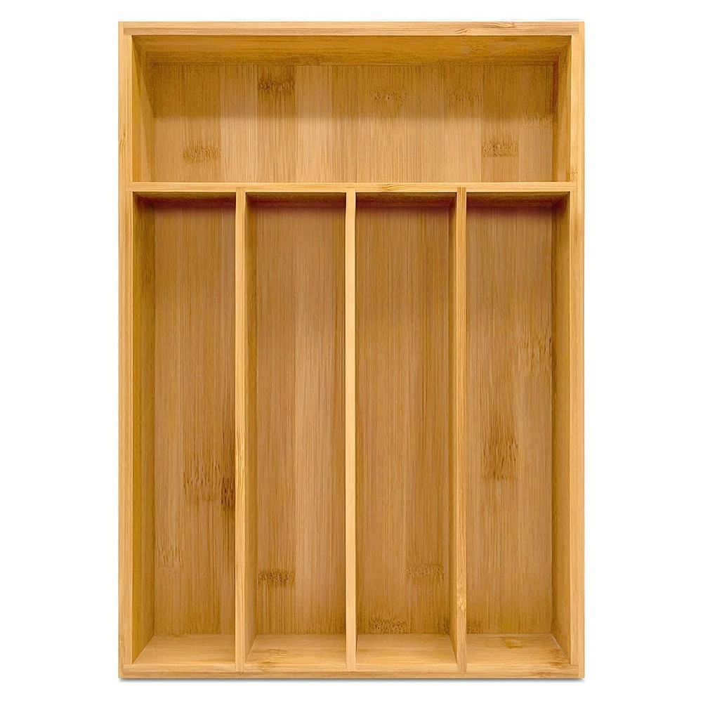 Bamboo and Fork Box Partition Board Box Silverware Tray Organizer O3Z35165