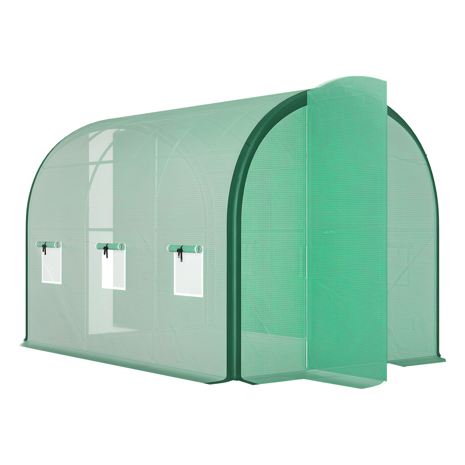 Outsunny Tunnel Greenhouse Upgraded Structure, Hinged Doors, 3 x 2(m), Green