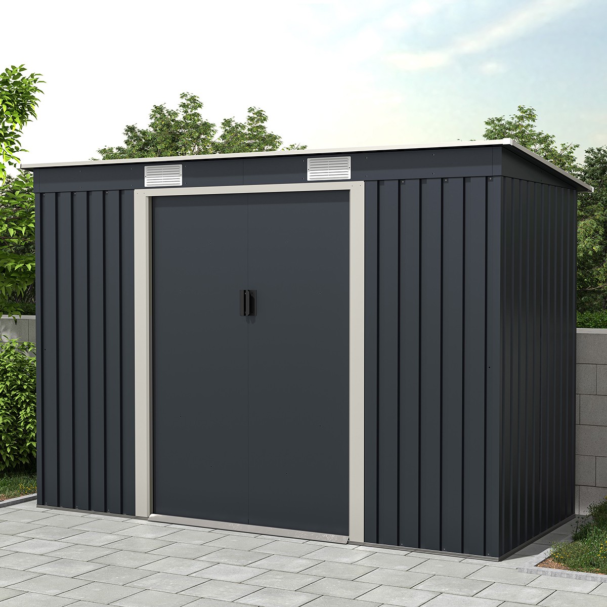 Charles Bentley Metal Galvanised Steel Shed 8.6ft x 4ft