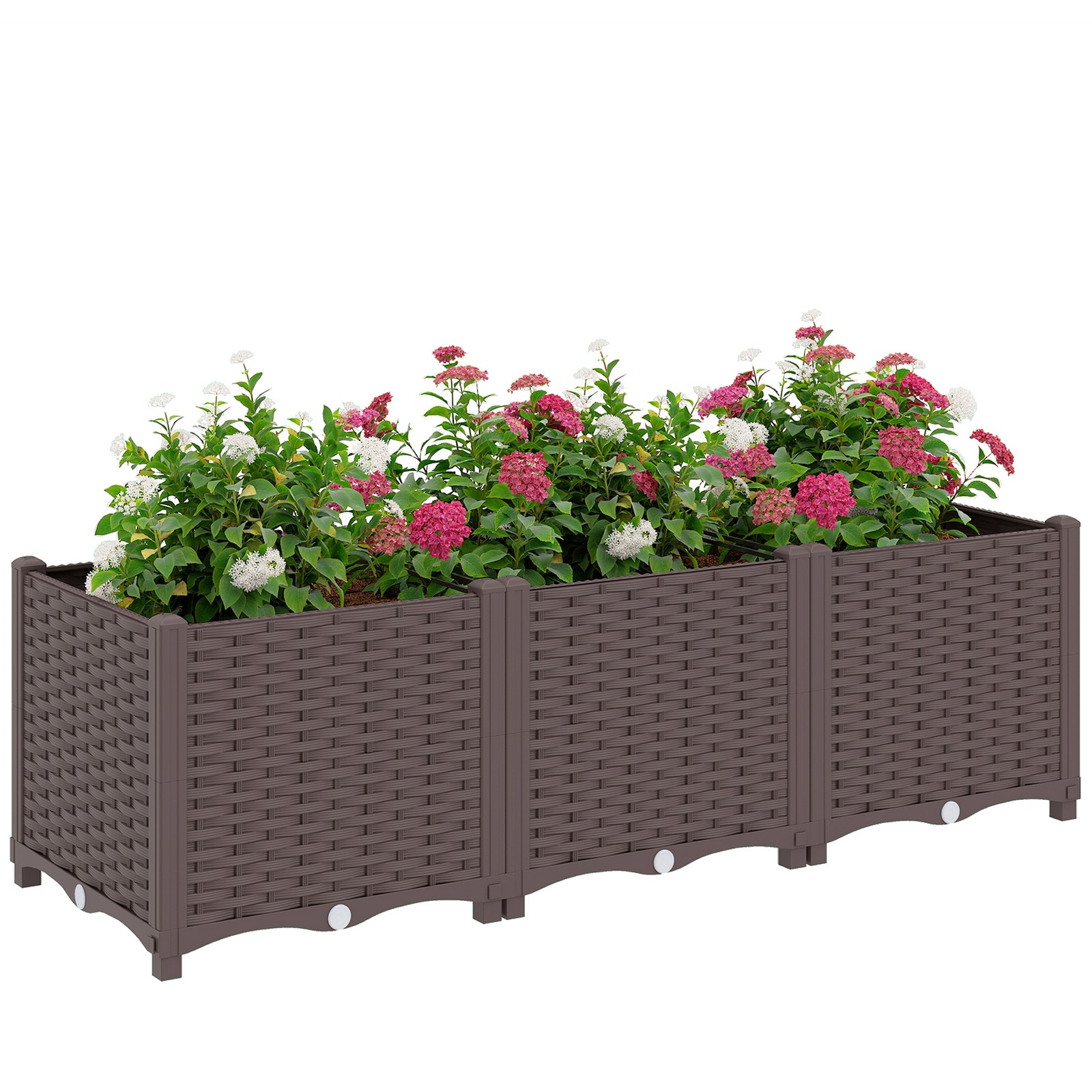 Outsunny Plastic Raised Garden Bed with Legs and Drainage Holes and Plugs