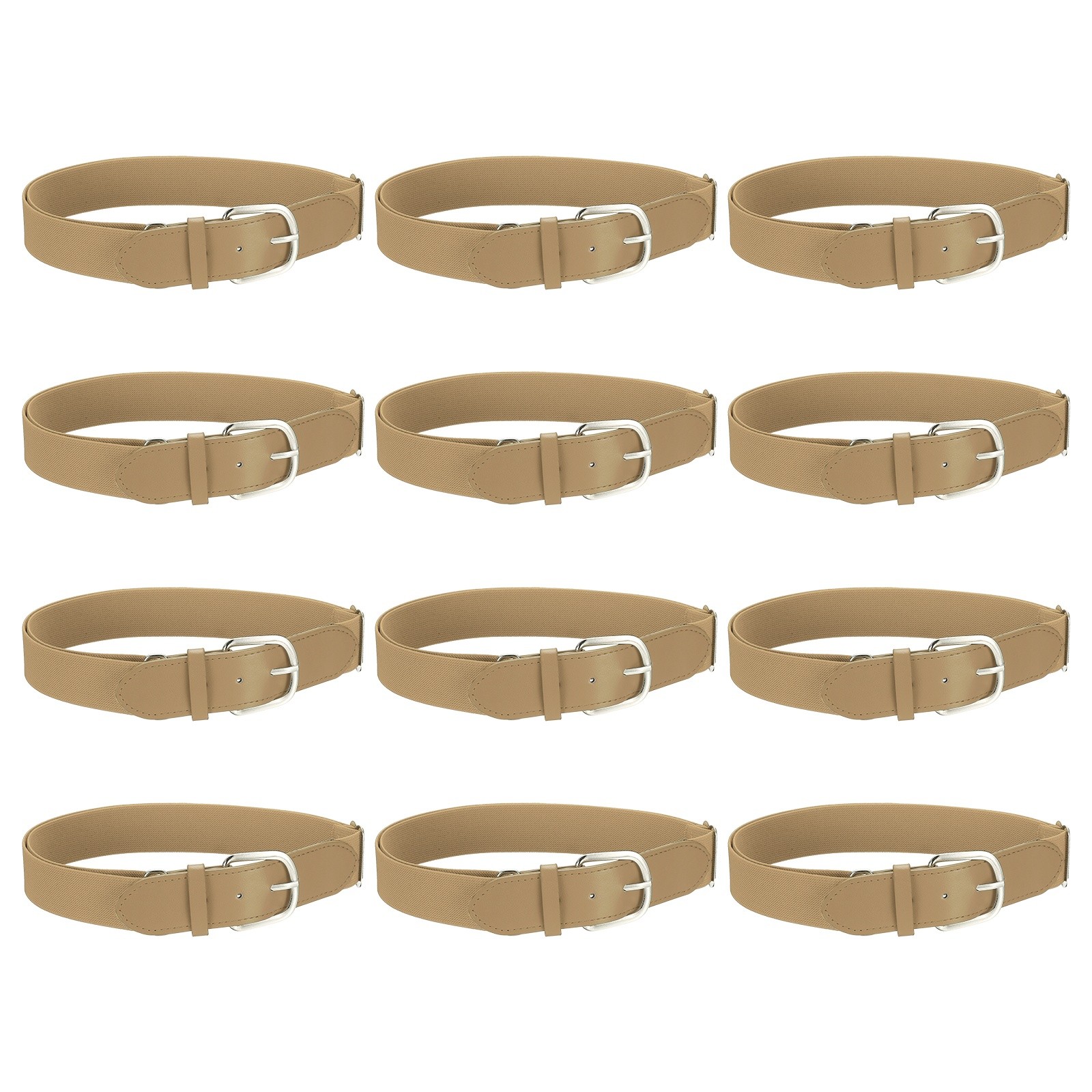Baseball Belt Softball Belt Fit for Youth- (12 Pack, Khaki)