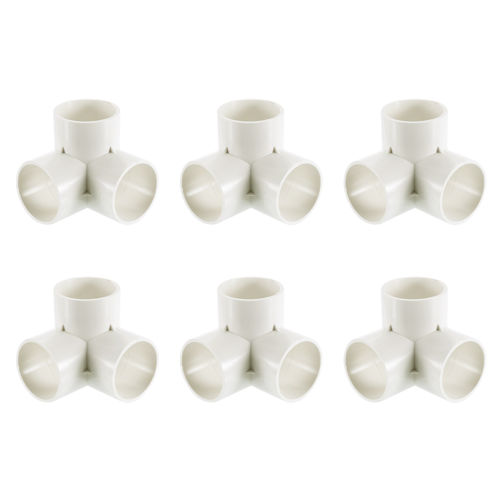 1-1/2" PVC Fittings, 6 Pcs 3 Way Elbow Connector Elbow PVC Corner Fitting, White