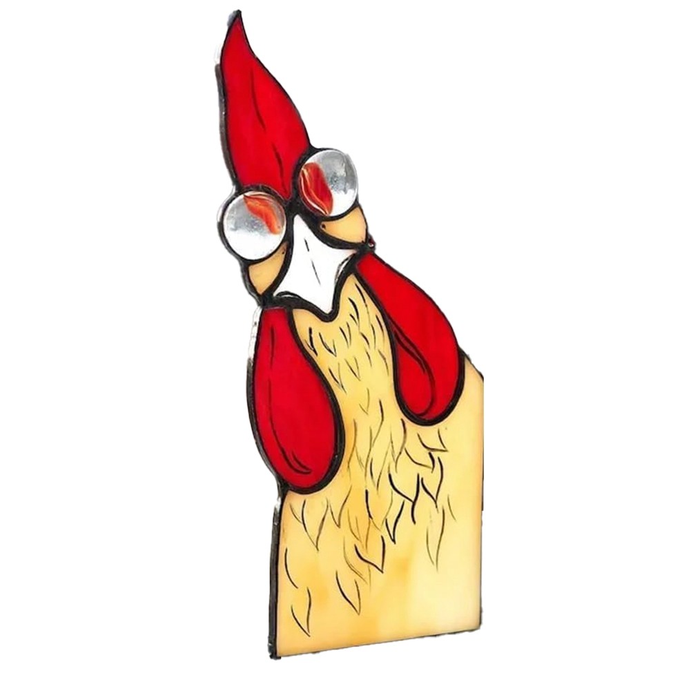 3X(3PCS Funny Peeping Rooster Window Corner Decor Handmade Stained Acrylic4211