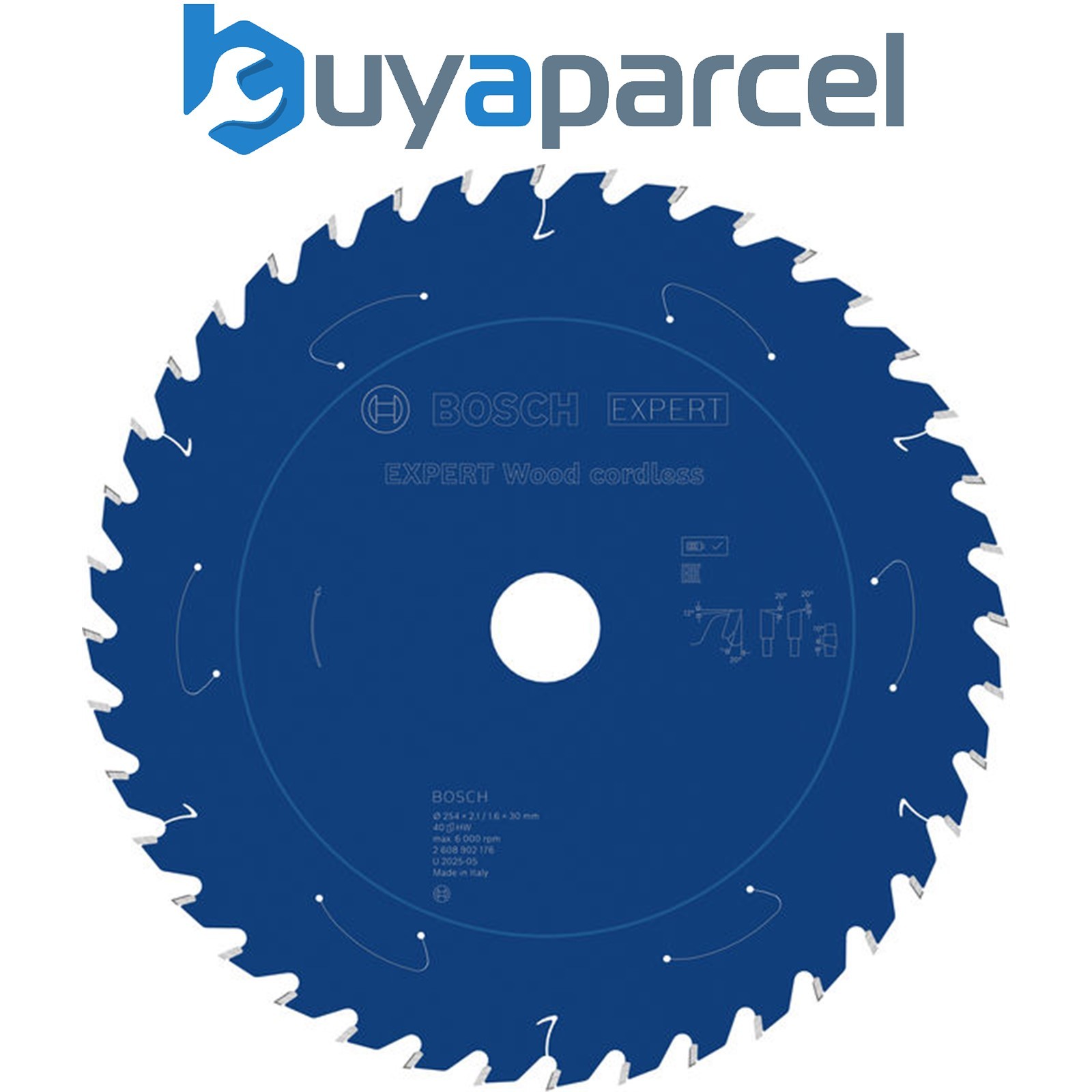 Bosch EXPERT Wood cordless Circular Saw Blade 254x 2.1/1.6 x 30mm T40 2608902176