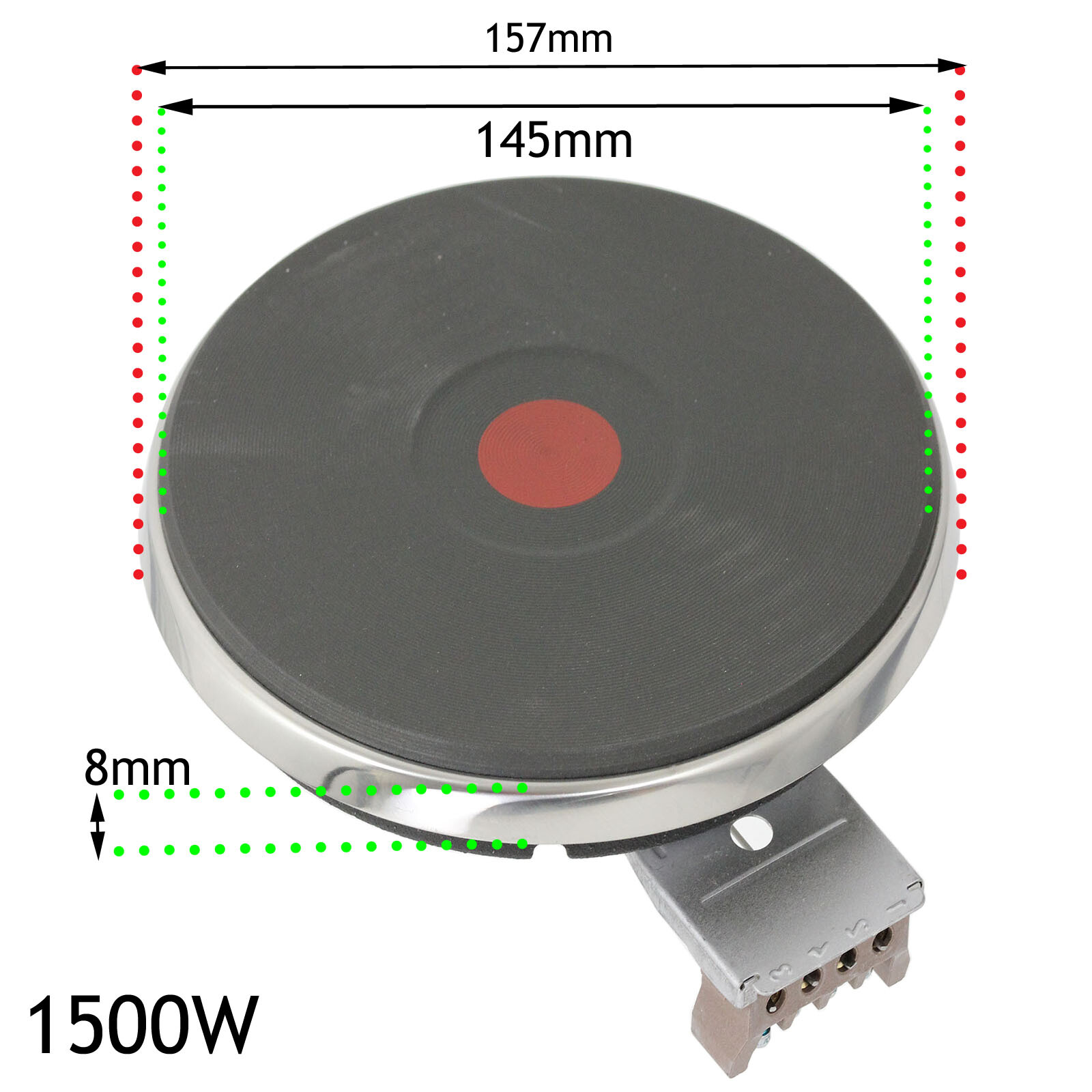 Electric Hob Cooker Heating Element Rapid Heat Hotplate 1500W 145mm / 8mm Rim