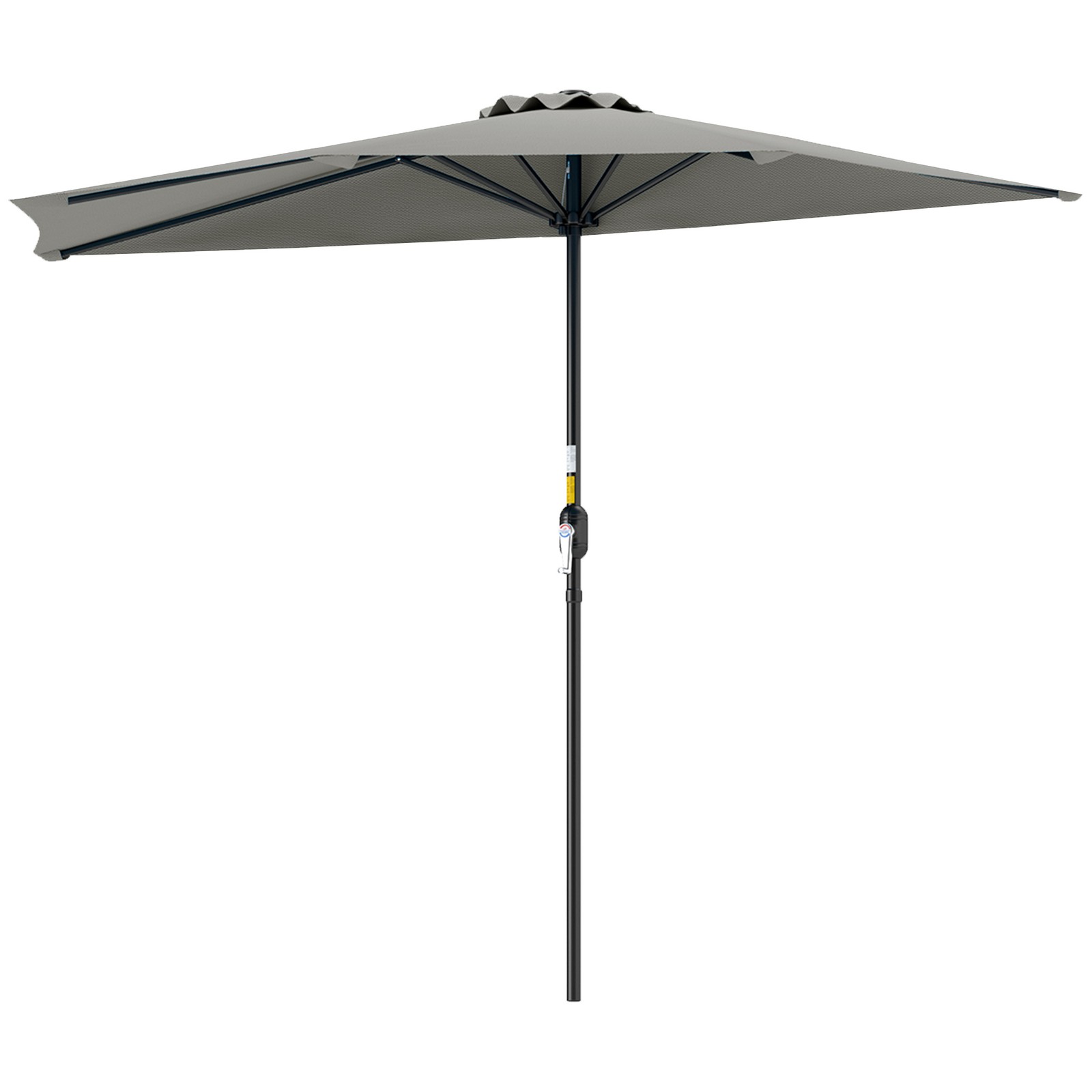 Outsunny 2.7m Metal Frame Garden Furniture Parasol Half Round Umbrella Grey