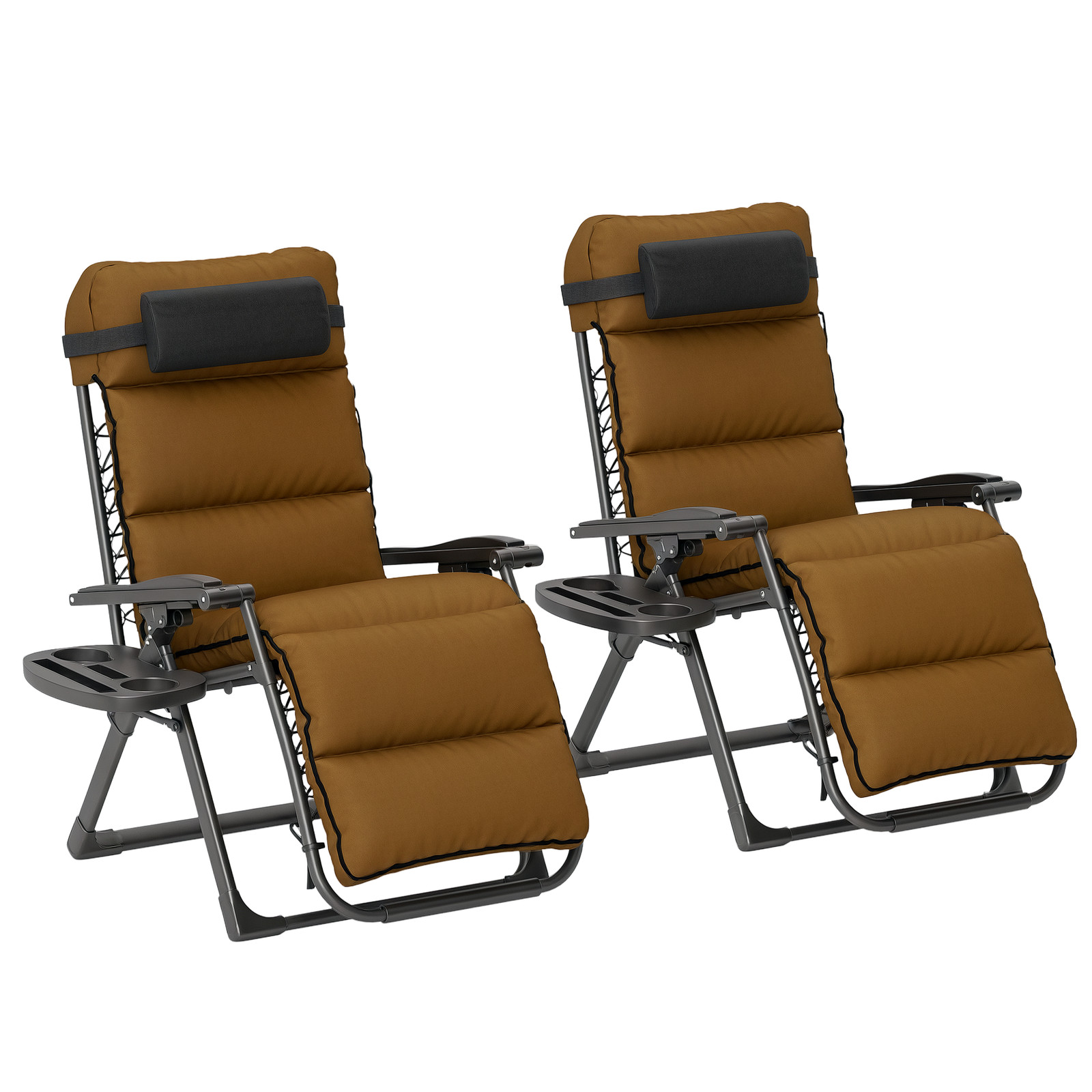 Outsunny Zero Gravity Recliner Lounger, Brown, Refurbished