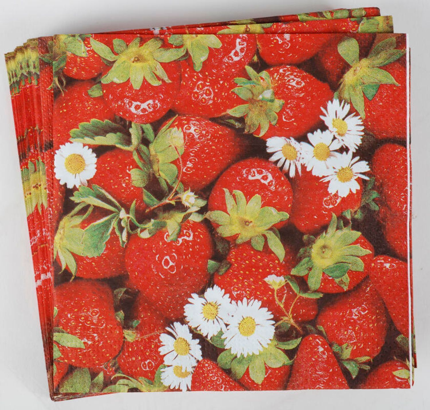 24x 20 Pack Napkins 33x33cm 3-ply Cloth Strawberries Fruits 480 Pieces