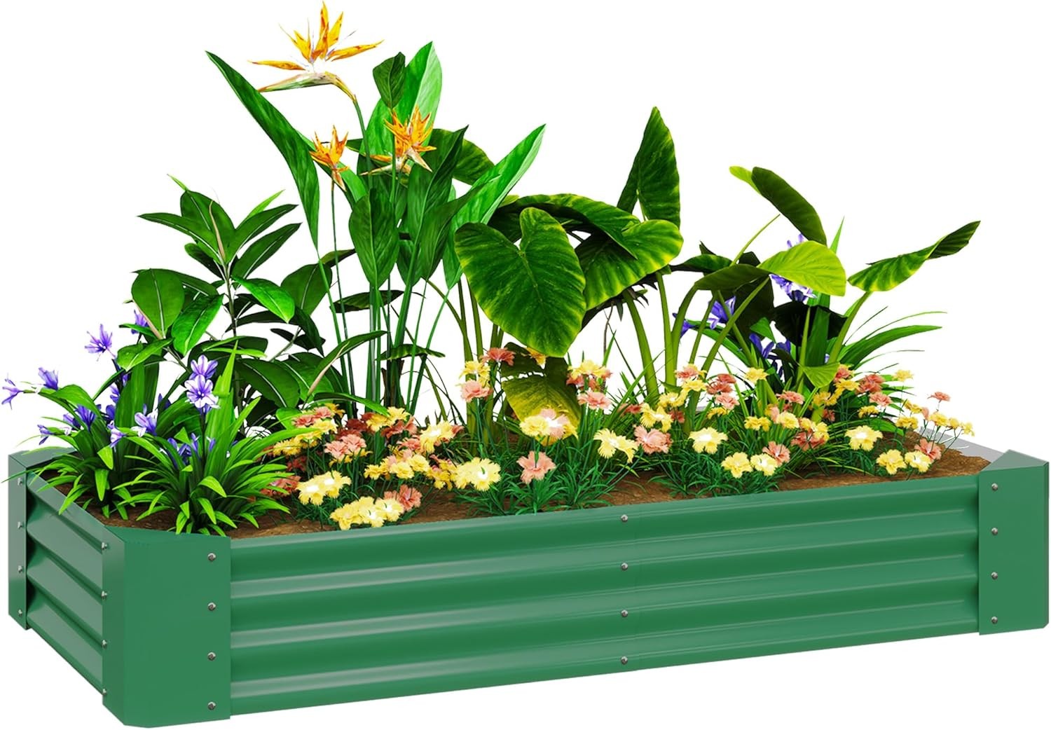 Outsunny Galvanised Raised Garden Bed, 180 x 90 x 30cm Raised Bed with Reinforc