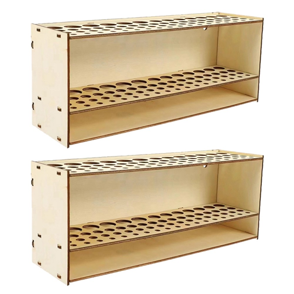 3X(Paint Brush Stand Wooden Painting Brush Stand Desk Organizer Shelf3693