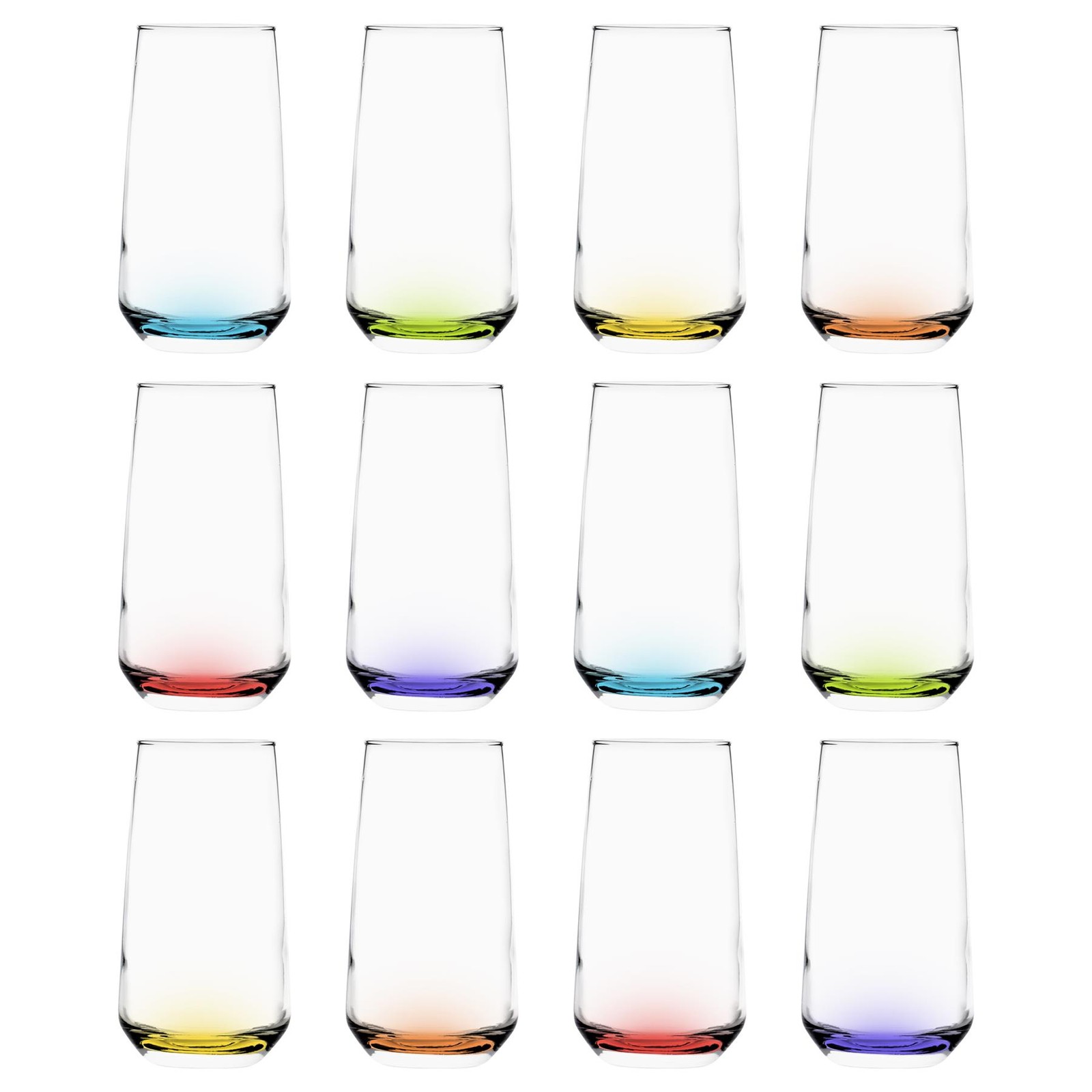 12x LAV 480ml Lal Highball Glasses Coloured Base Cocktail Drinking Tumblers Set