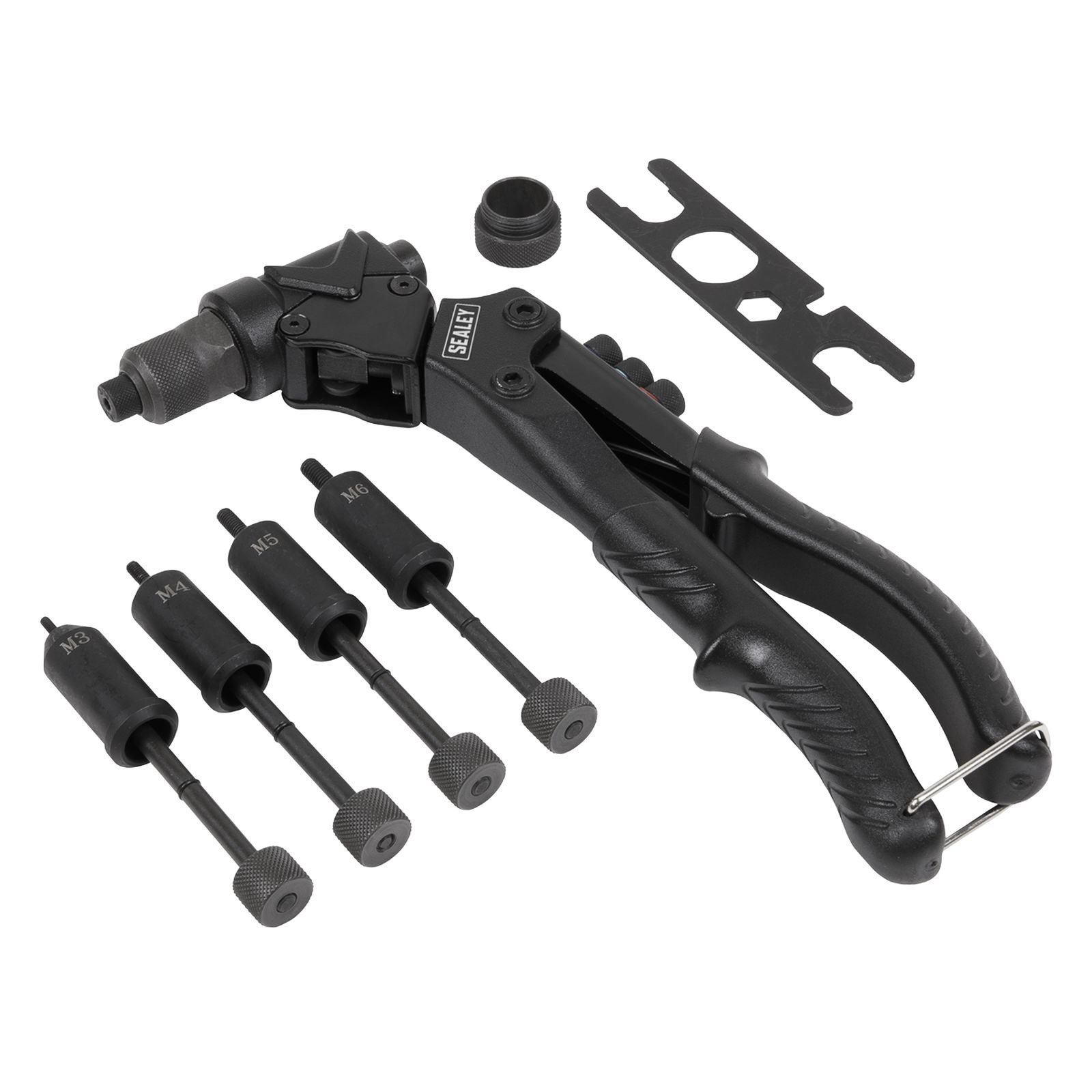 Sealey 2-in-1 Riveter Swivel Head Rubber Grip Handle - AK3992