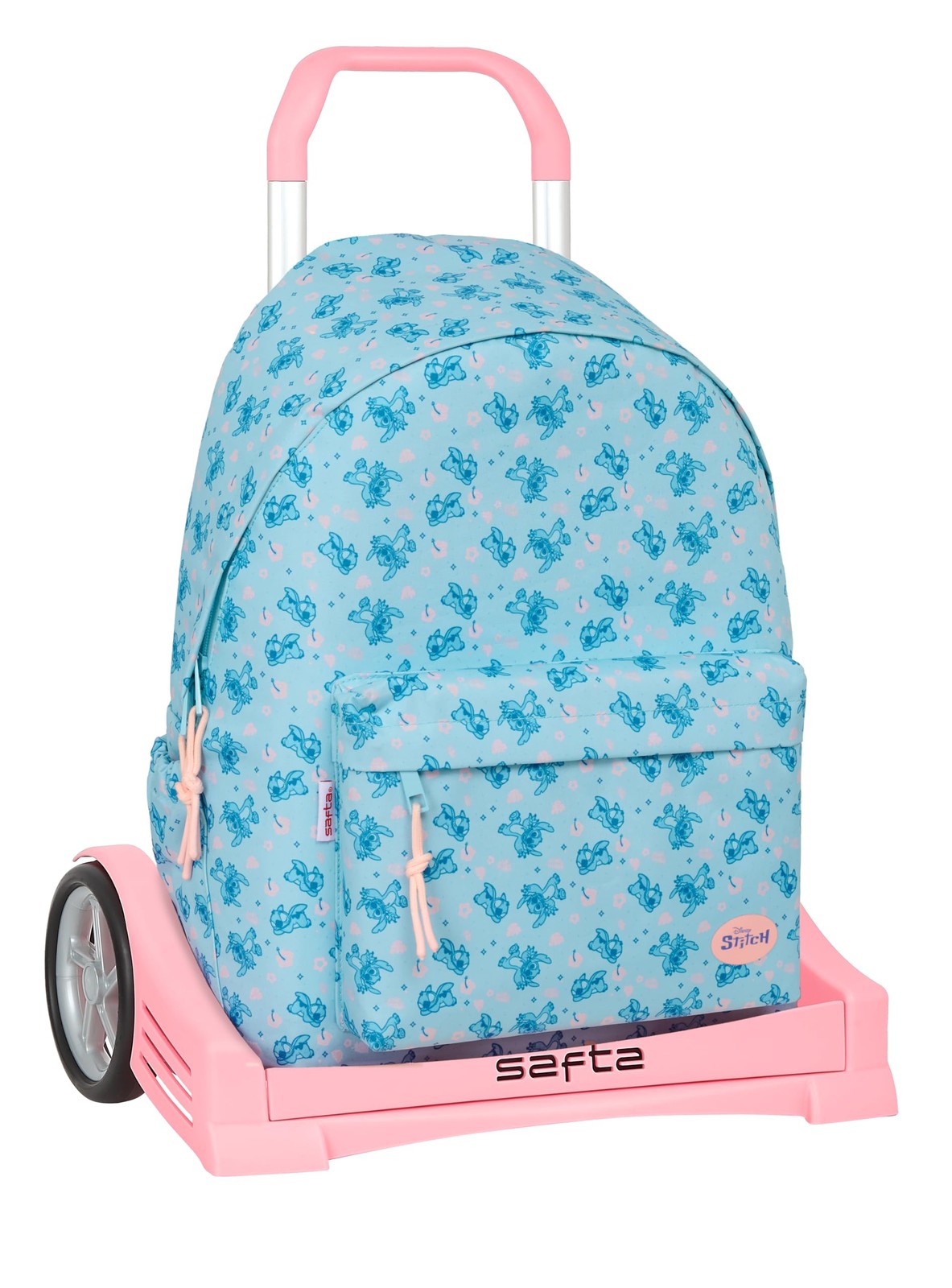 STITCH OHANA - School Backpack 775, Ergonomic Back, with Safta Evolution Trolley