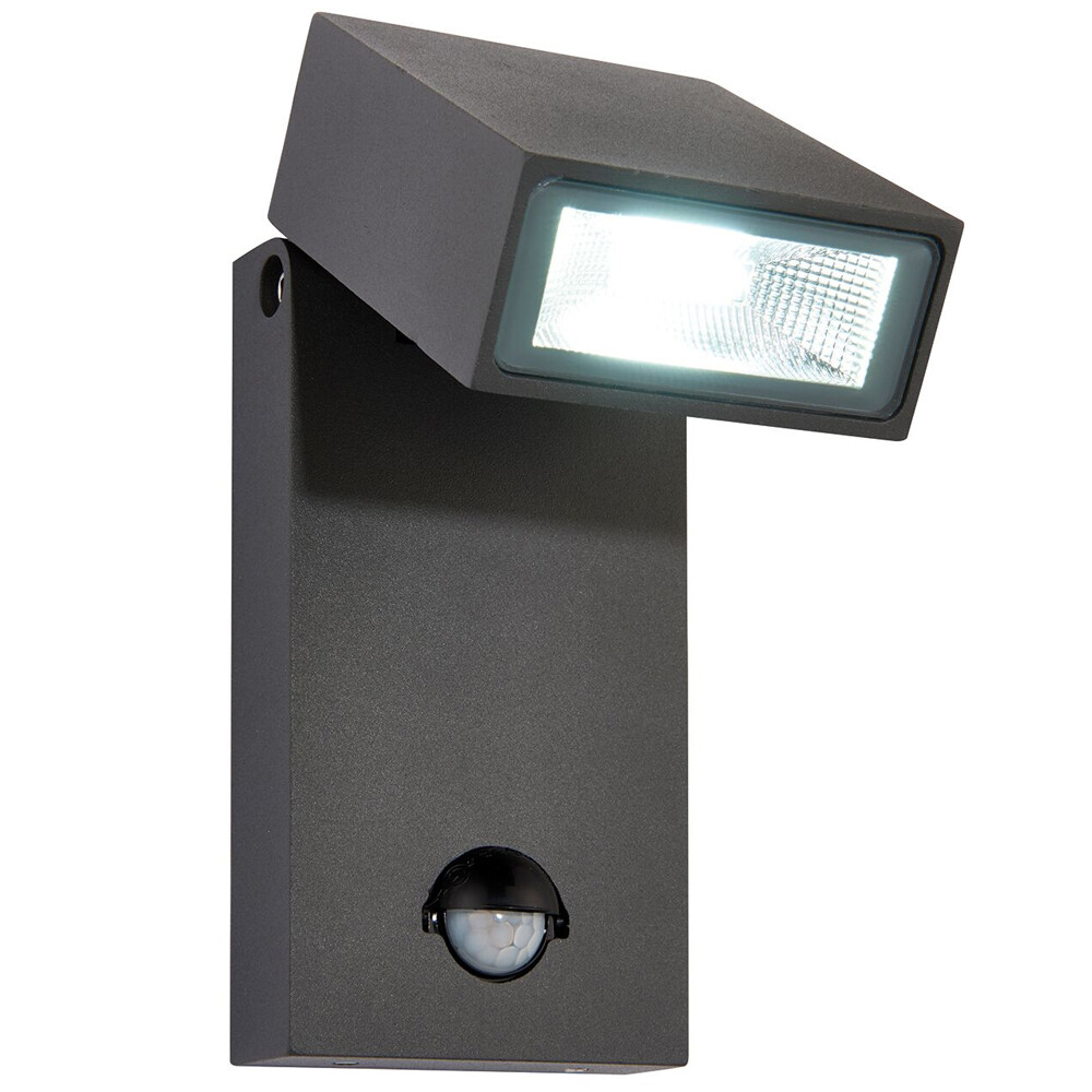 IP44 Outdoor Anthracite Spotlight PIR Motion Sensor & Photocell 10W Cool White