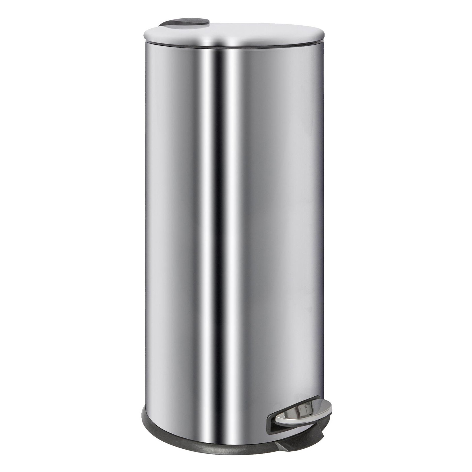 1x Chrome 30L Round Stainless Steel Kitchen Pedal Bin Rubbish Waste Dustbin