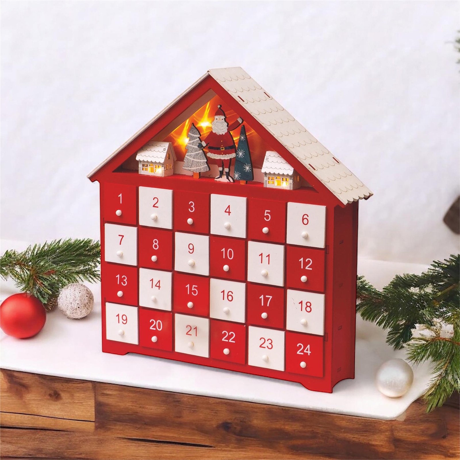 Christmas Advent Calendar 24 Drawers To Fill Add Your Own Gifts Treats Red