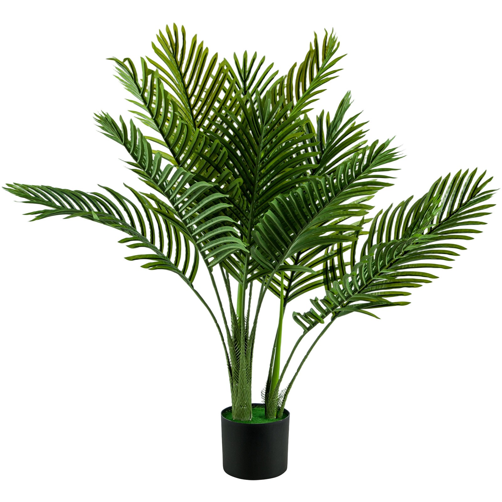 Artificial Areca Palm Tree 95cm Lifelike Tropical Faux Plant Black Plastic Pot