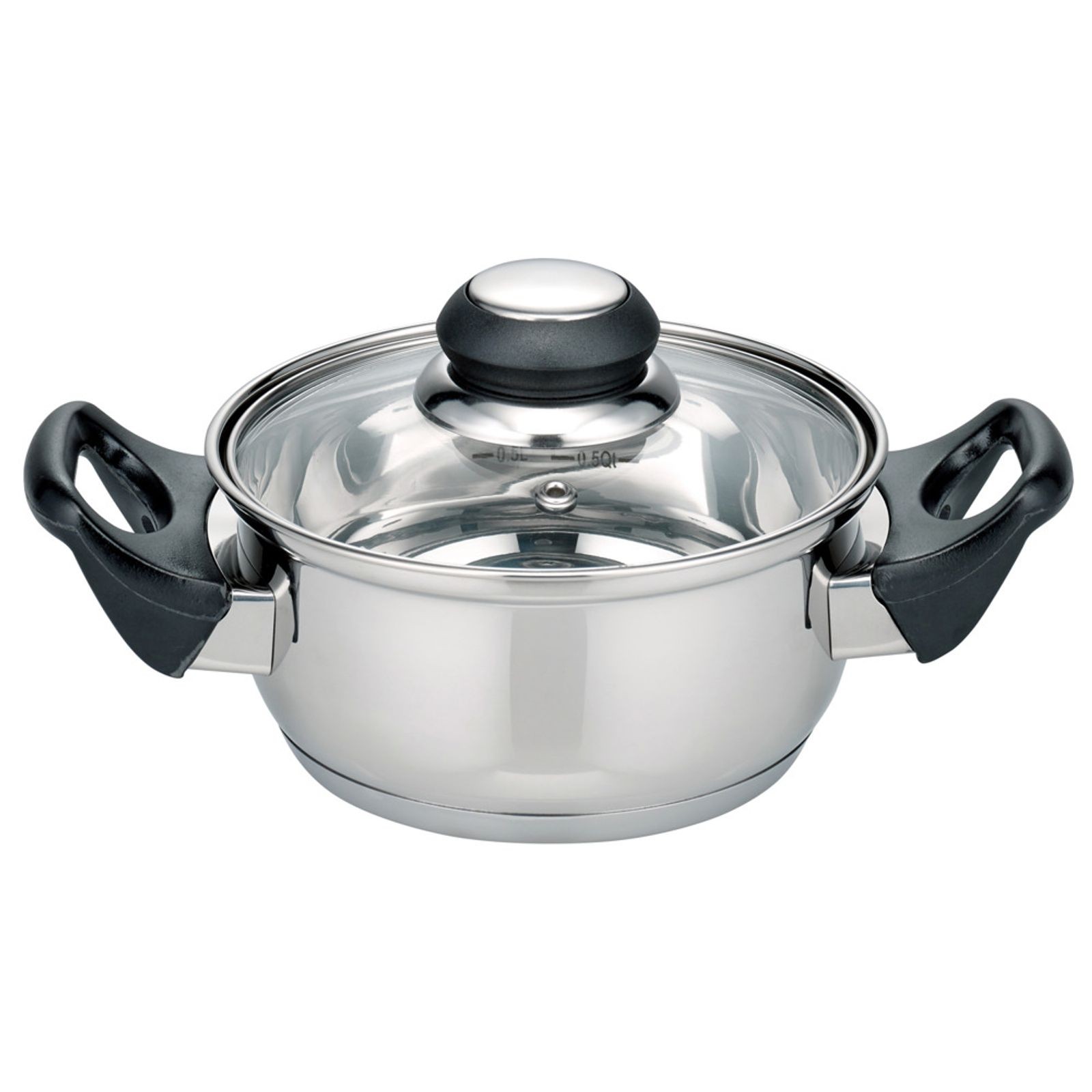 Saucepan Cooking Pot Turin 14 CM With Glass Lid Universal Stainless Steel Stable