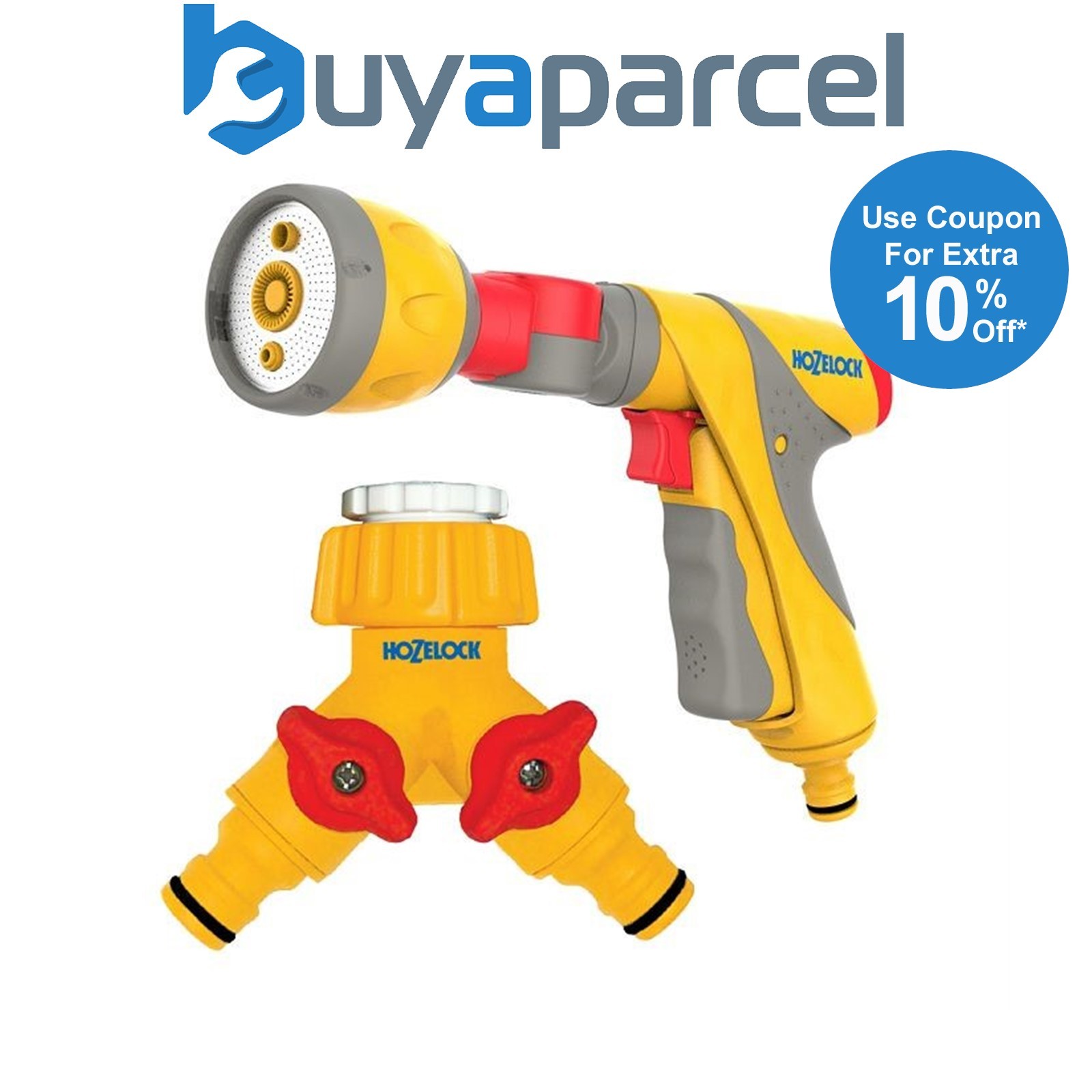 Hozelock 2695 Ultra Twist Spray Gun Sprinkler and 2256 Dual Tap Connector