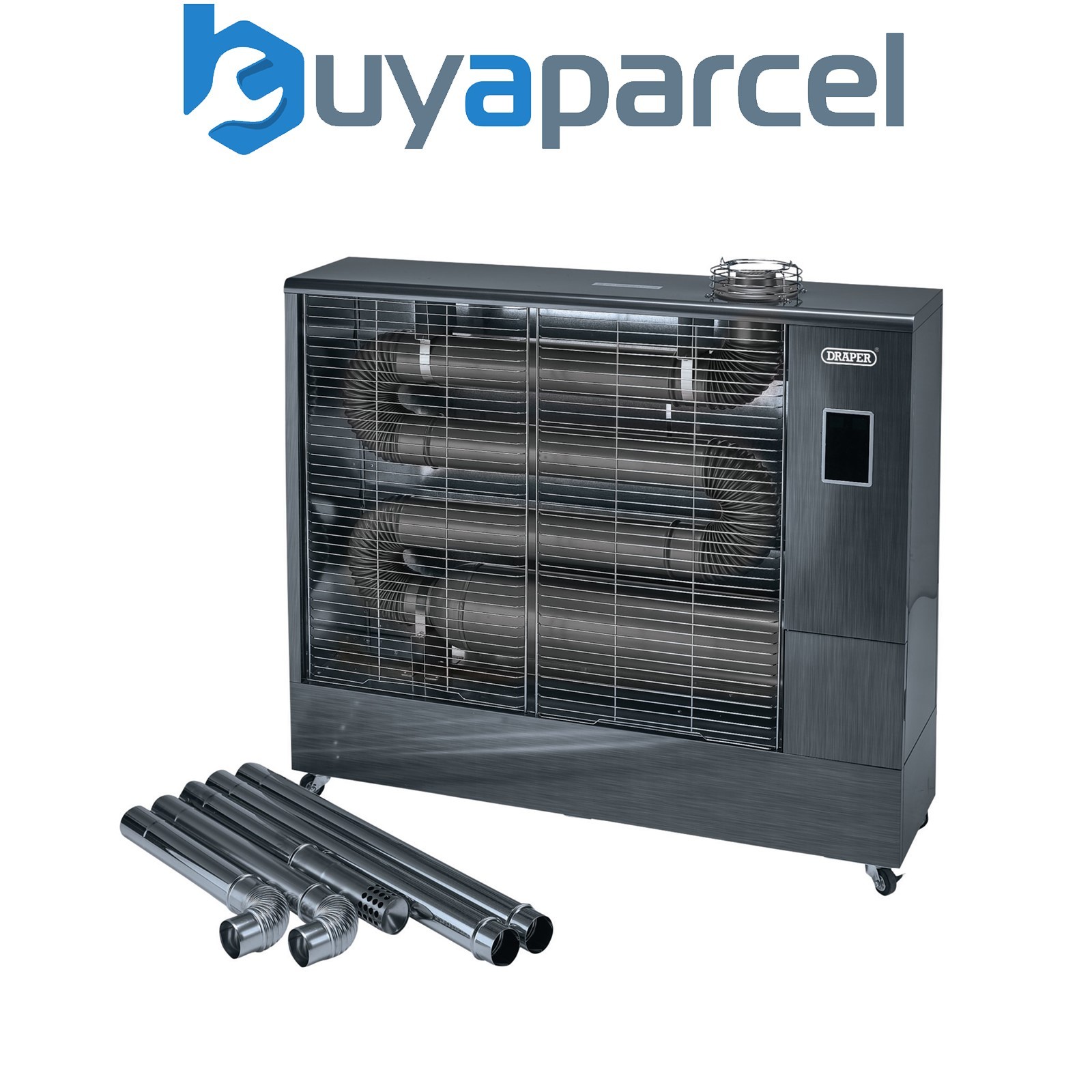 Draper 18104 230V Far Infrared Diesel Heater with Flue Kit, 67,500 BTU/19.8kW