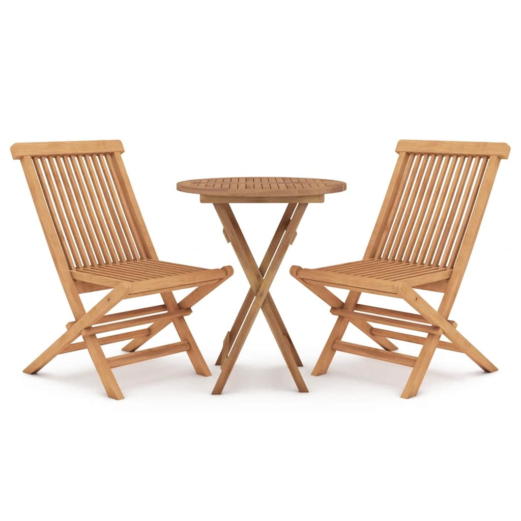 Solid Wood Teak Garden Dining Set 3 Piece Wooden Table and Chair vidaXL