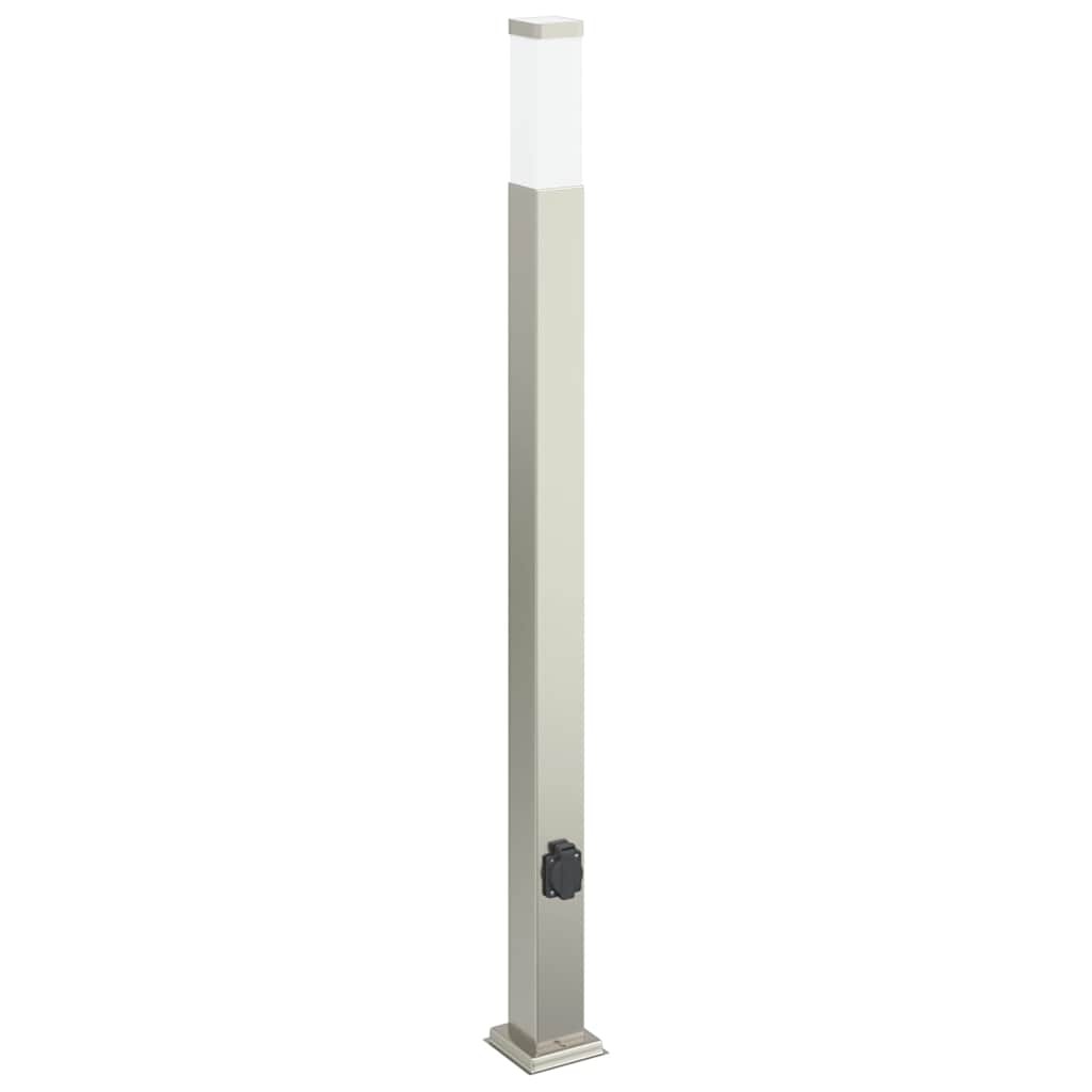 Bollard Light 110cm Stainless Steel Silver IP44 With Outlet Outdoor vidaXL