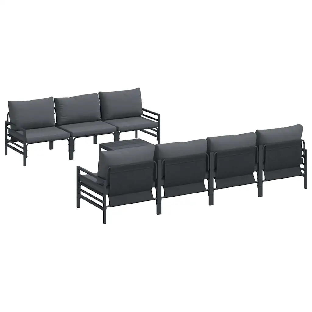 vidaXL Garden Sofa Set with Cushion 8 pcs Black Steel, Garden and Terrace, Moder
