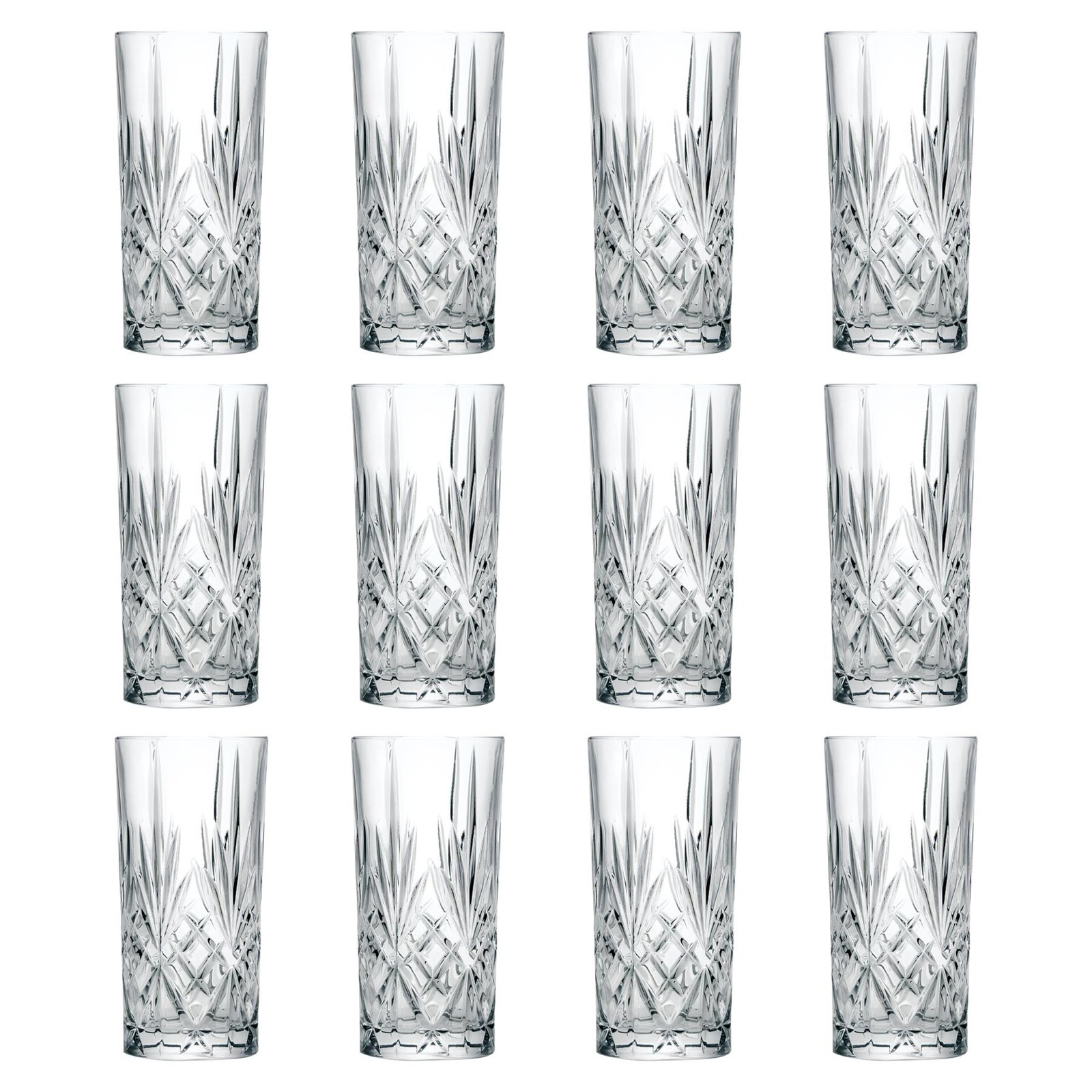 12x RCR Crystal 360ml Melodia Highball Glasses Glass Drinking Tumblers Set