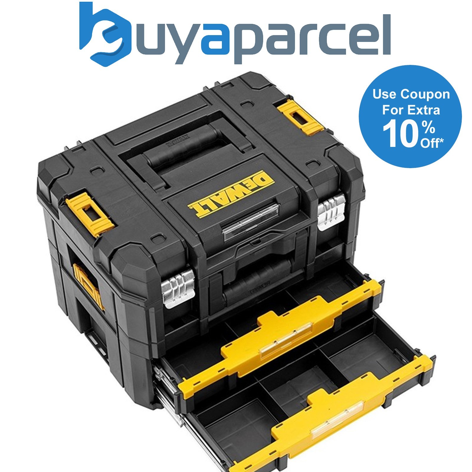 Dewalt TStak Combo II + IV Power Tool Storage Box + Drawer Case 2 Shallow Draws