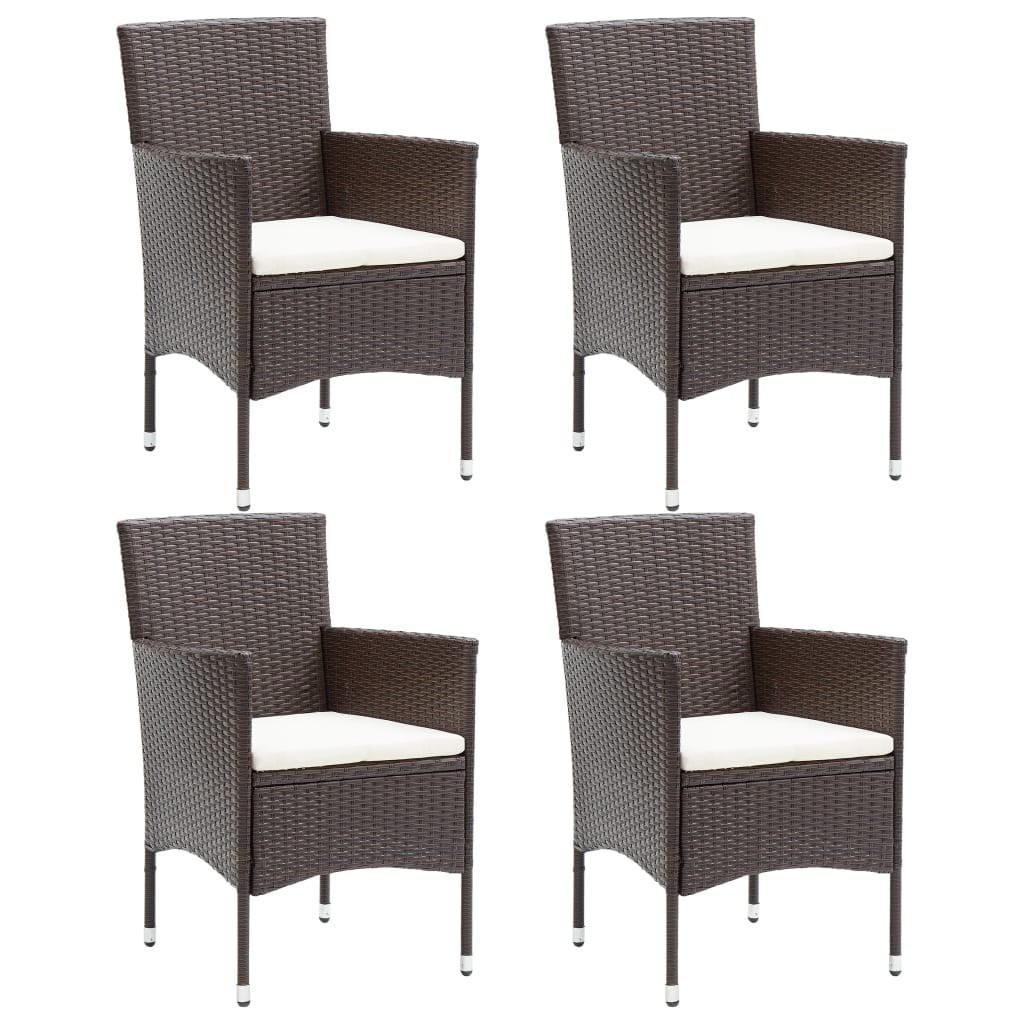 4x Garden Dining Chairs Poly Rattan Brown Outdoor Patio Armchair vidaXL