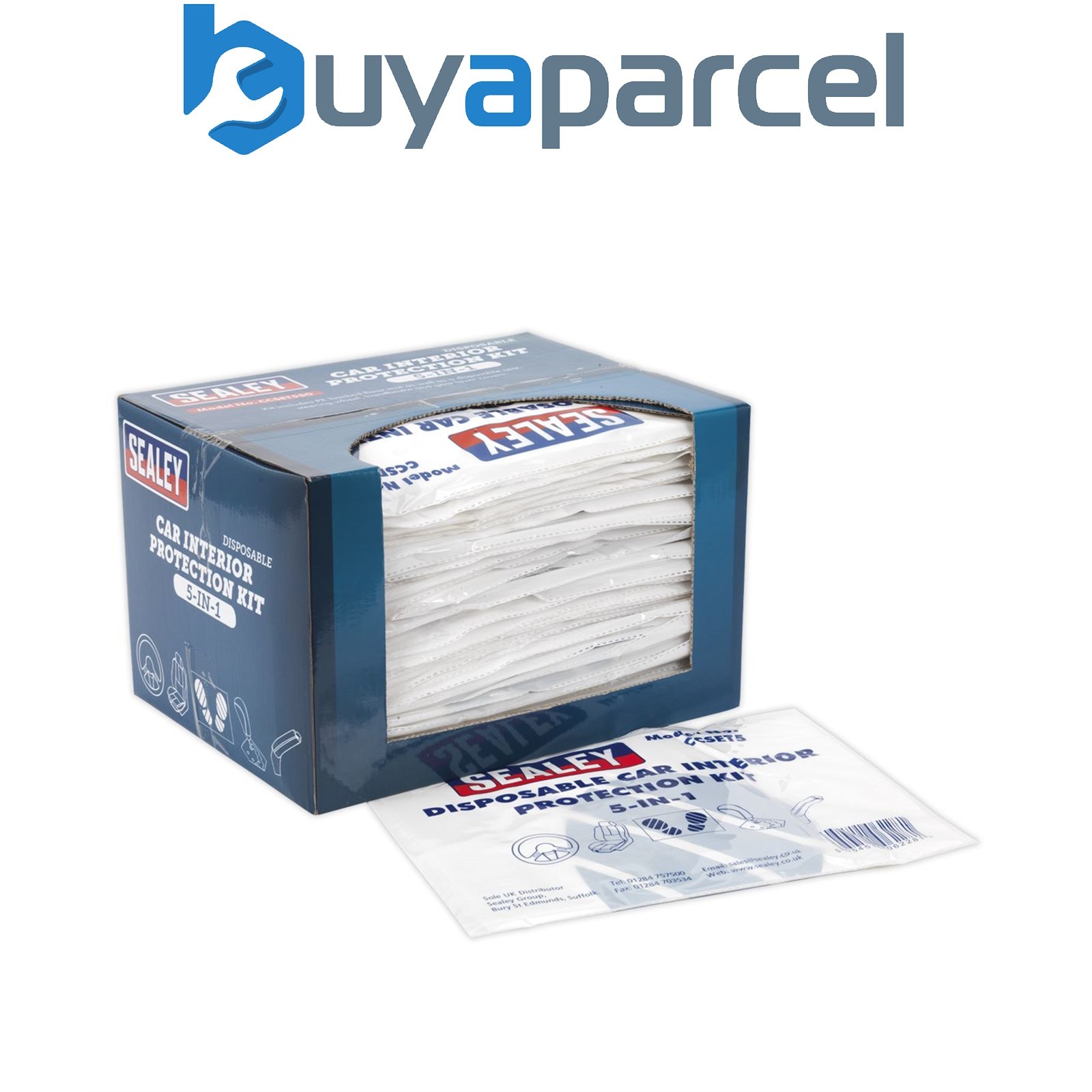 Sealey CCSET550 5-in-1 Disposable Car Interior Protection Kit - Display Box of 5