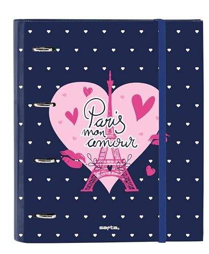 Safta Paris – Folio Folder 4 Rings with 100 A4 Sheets, Ideal for Children of Dif
