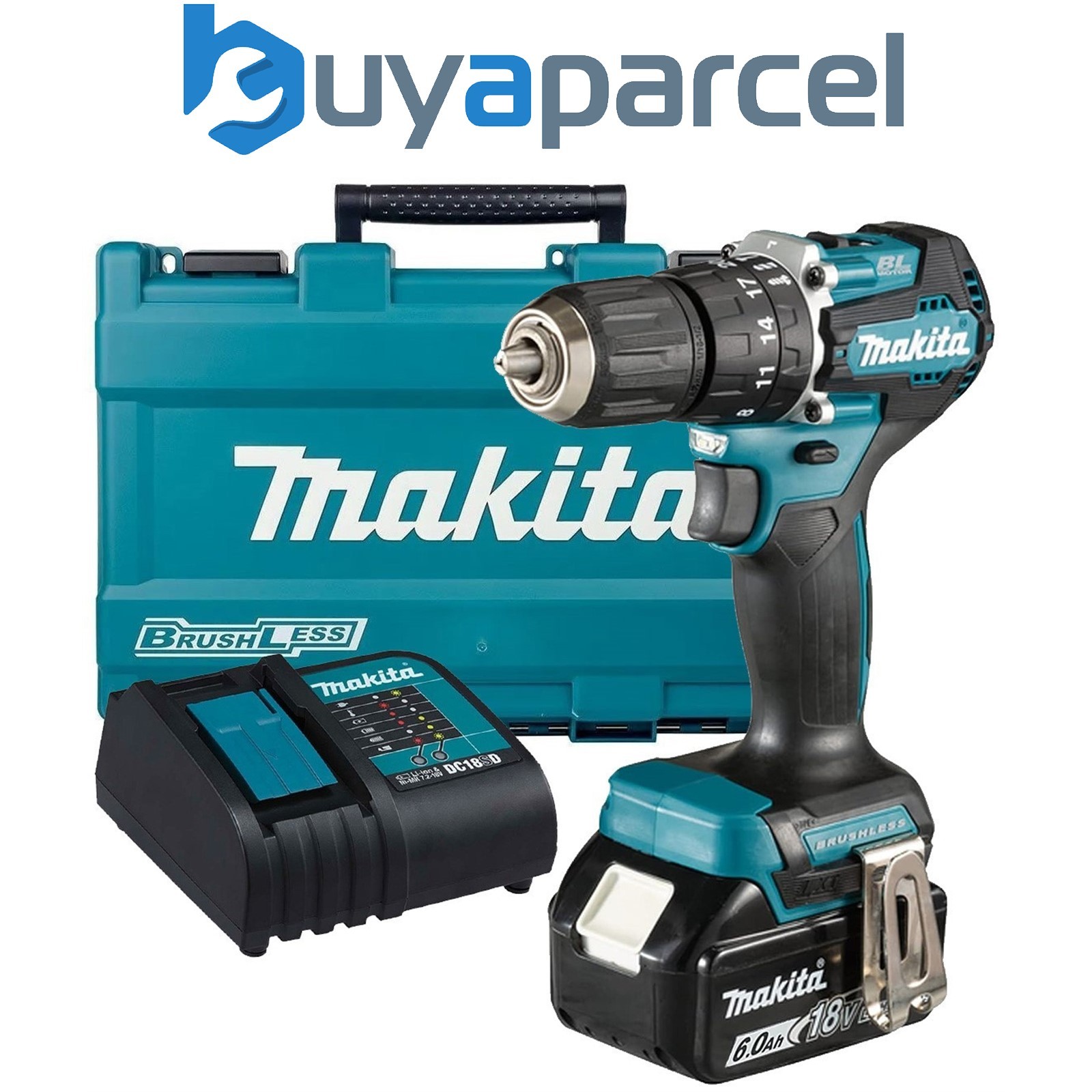 Makita DHP487 18V LXT Lithium Brushless Combi Hammer Drill Sub Compact 1 x 6AH