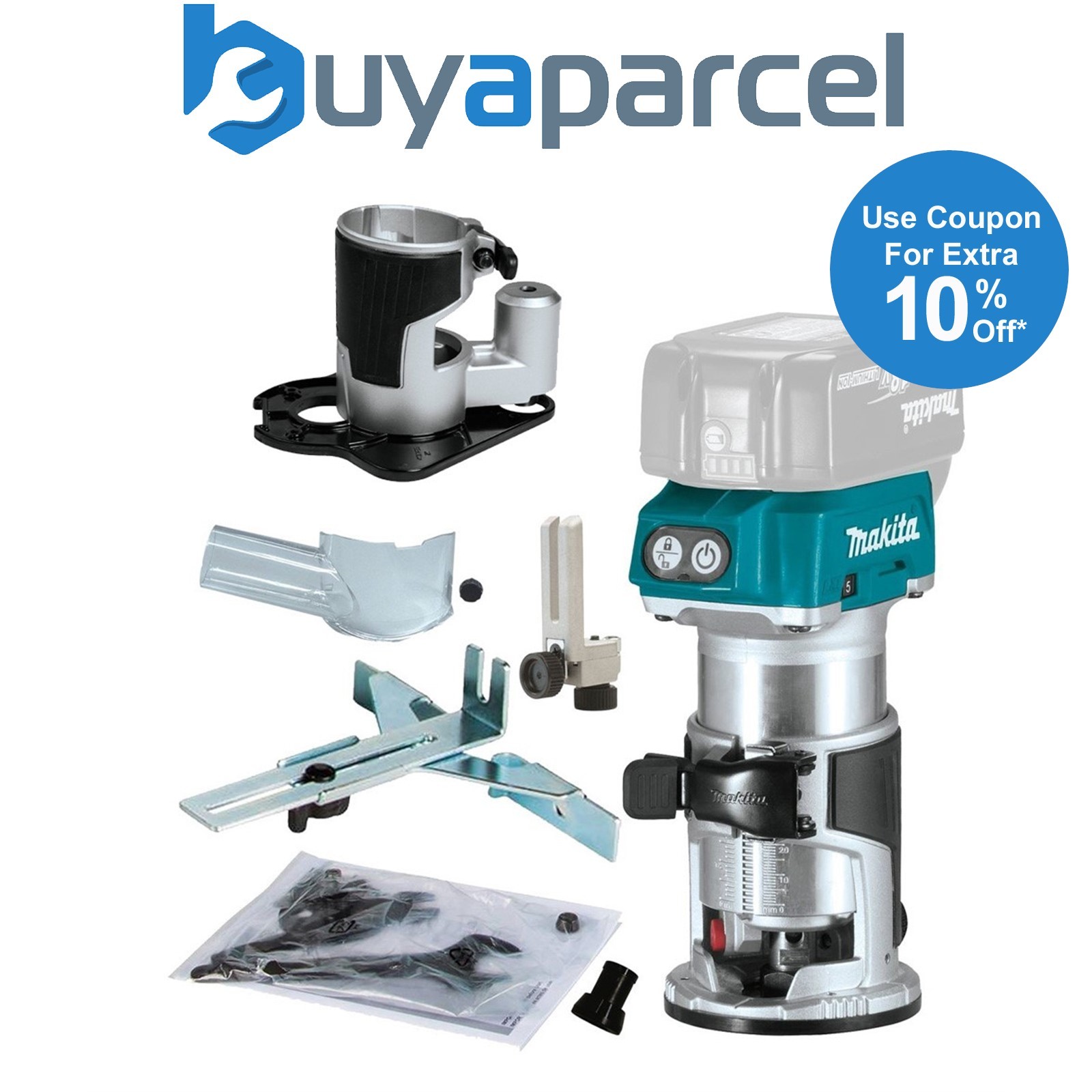 Makita DRT50Z 18V LXT Cordless Brushless Laminate Router Trimmer + Offset Base