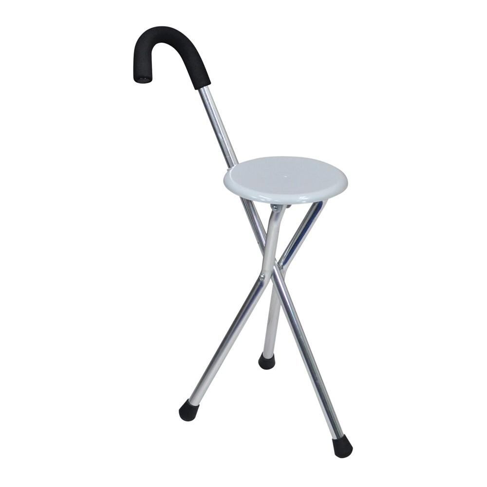 Folding Seat Cane - Walking Cane with Integrated Folding Seat - Portable Stool