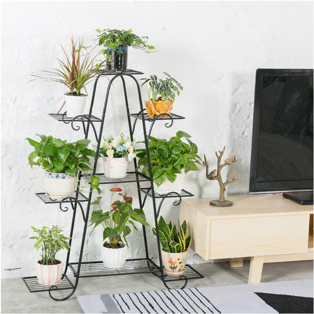 Indoor/Outdoor Metal Plant Stand Flower Pots Rack Porch Garden Balcony Display