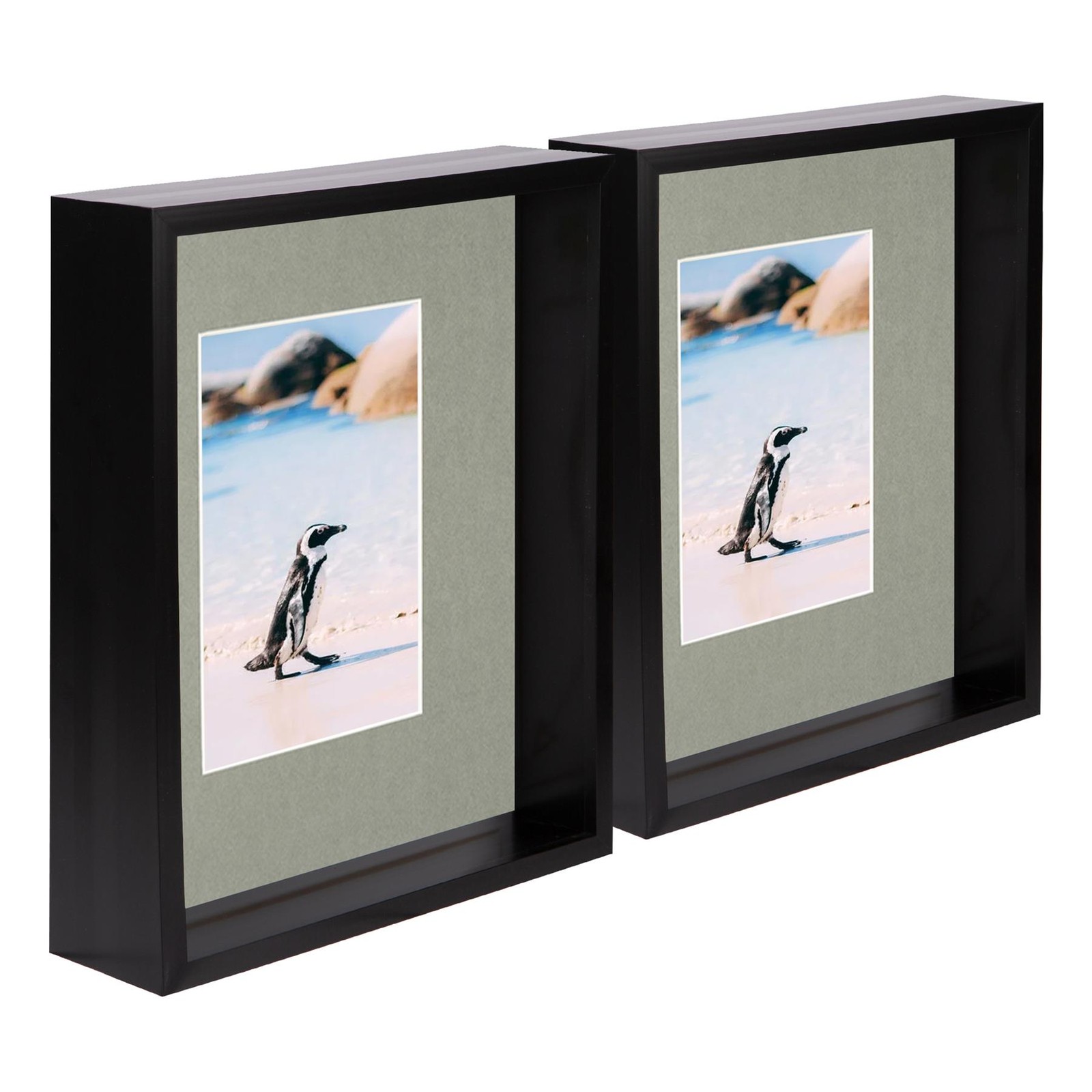 5x Black 8" x 10" 3D Deep Box Photo Frames Grey 4" x 6" Mount Shadow Picture