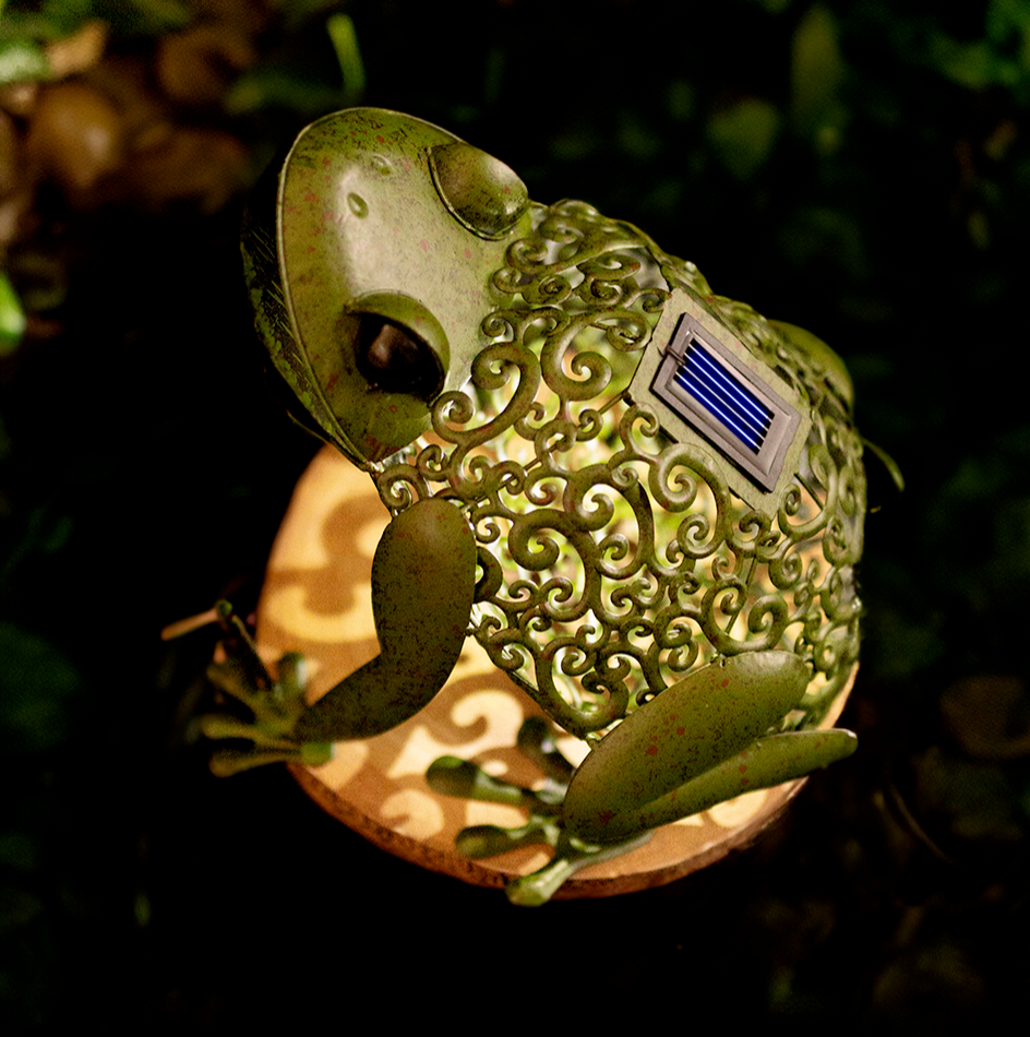Solar Smart Frog Light Garden Ornament Patio Lighting Silhouette Path Animal