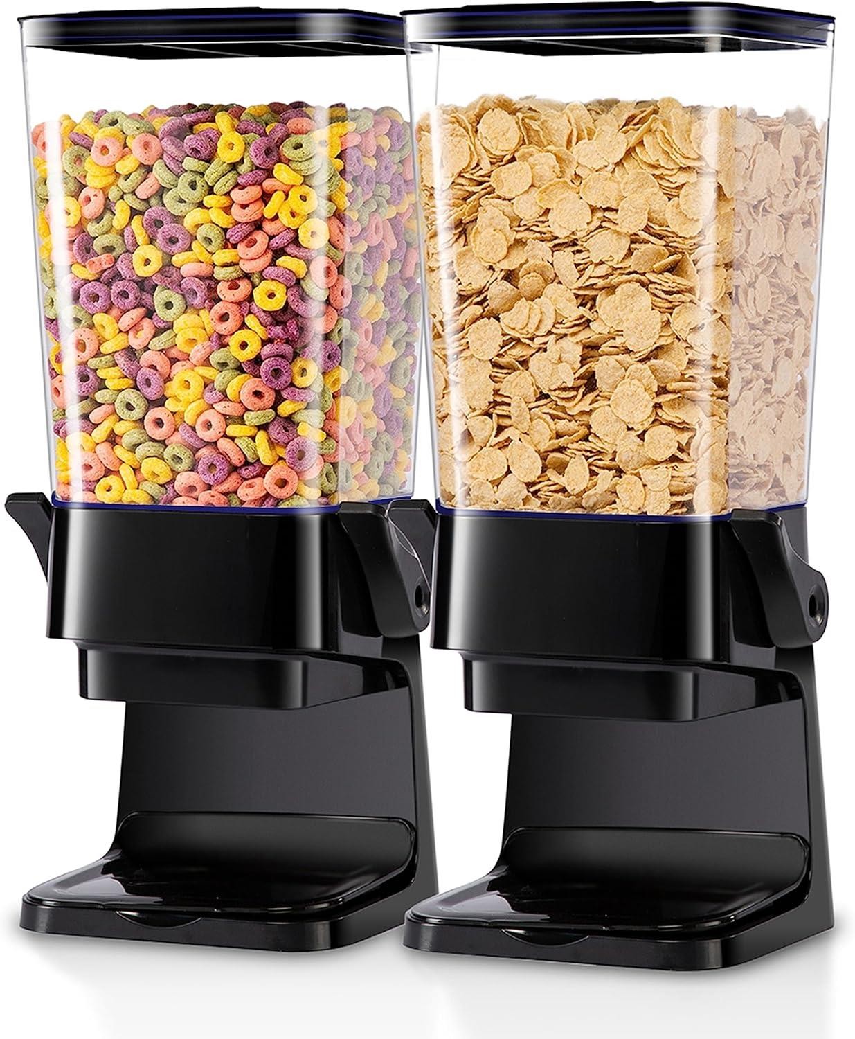 Set of 2 Cereal Dispenser Dry Food Kitchen Storage Twin Dispensers Container New