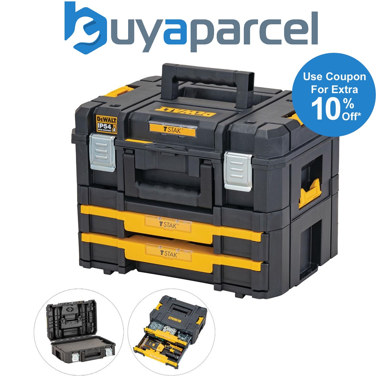 Dewalt DWST83395-1 TStak 2.0 Combo II IV Tool Storage Box 2 Drawers Foam Insert