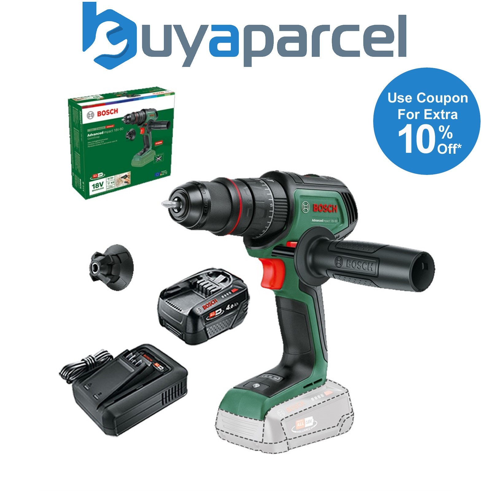 Bosch 06039E2100 18v Brushless Combi Drill AdvancedImpact QuickSnap + 1 x 4AH