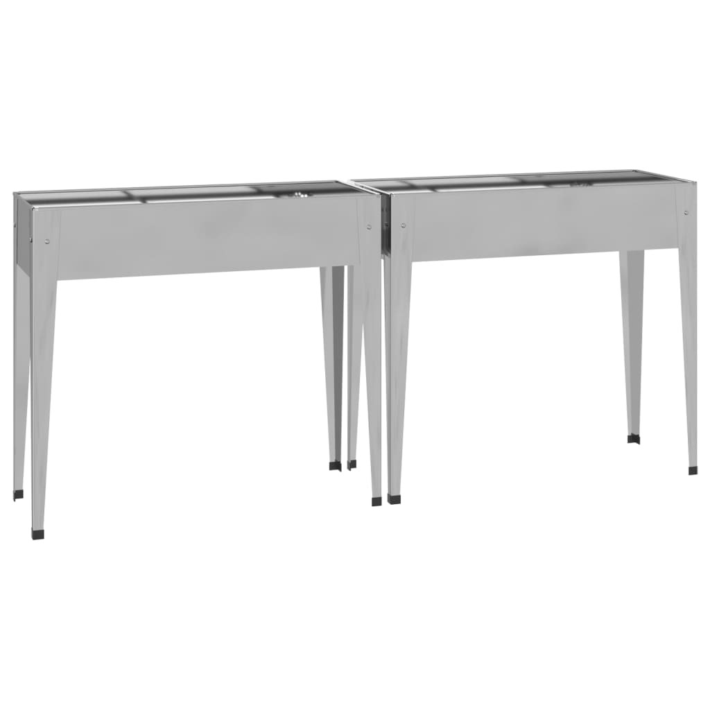 2x Garden Galvanised Steel Patio Raised Bed Outdoor Flower Pot vidaXL