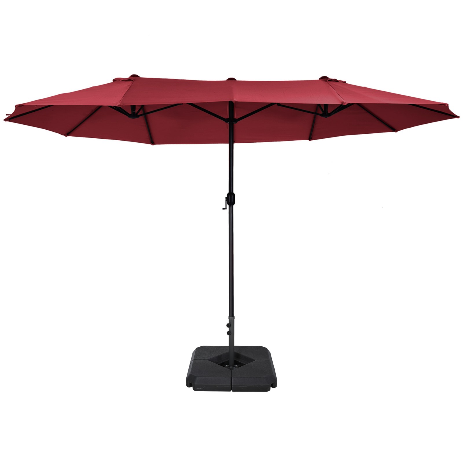Outsunny 4.6M Garden Parasol Double-sided Crank Sun Umbrella W/ Weights Red