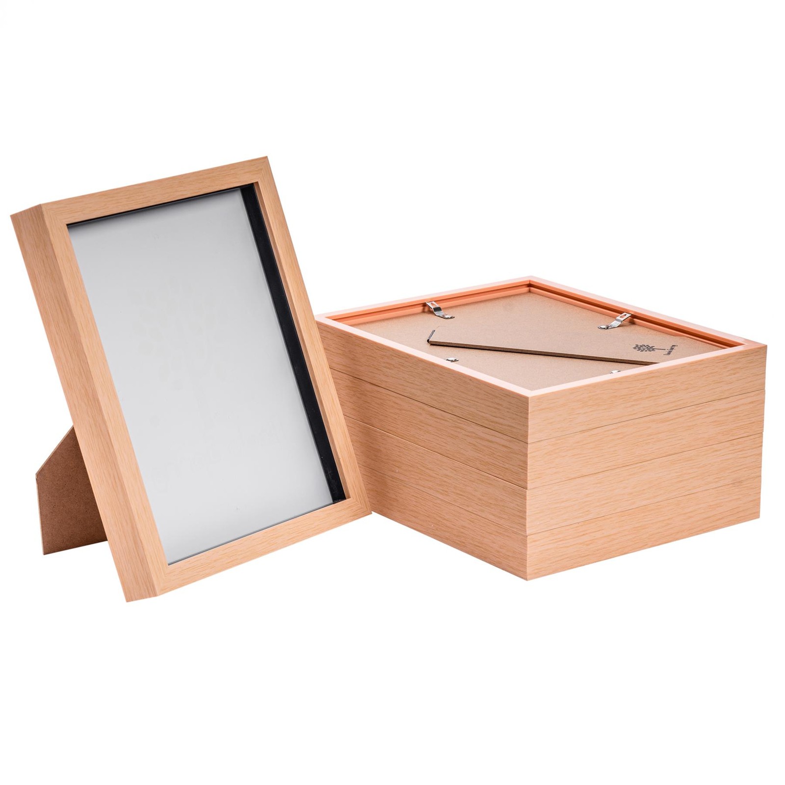 Box Picture Frame Deep 3D Photo Display 8x10 Inch Standing Hanging Light Wood x5