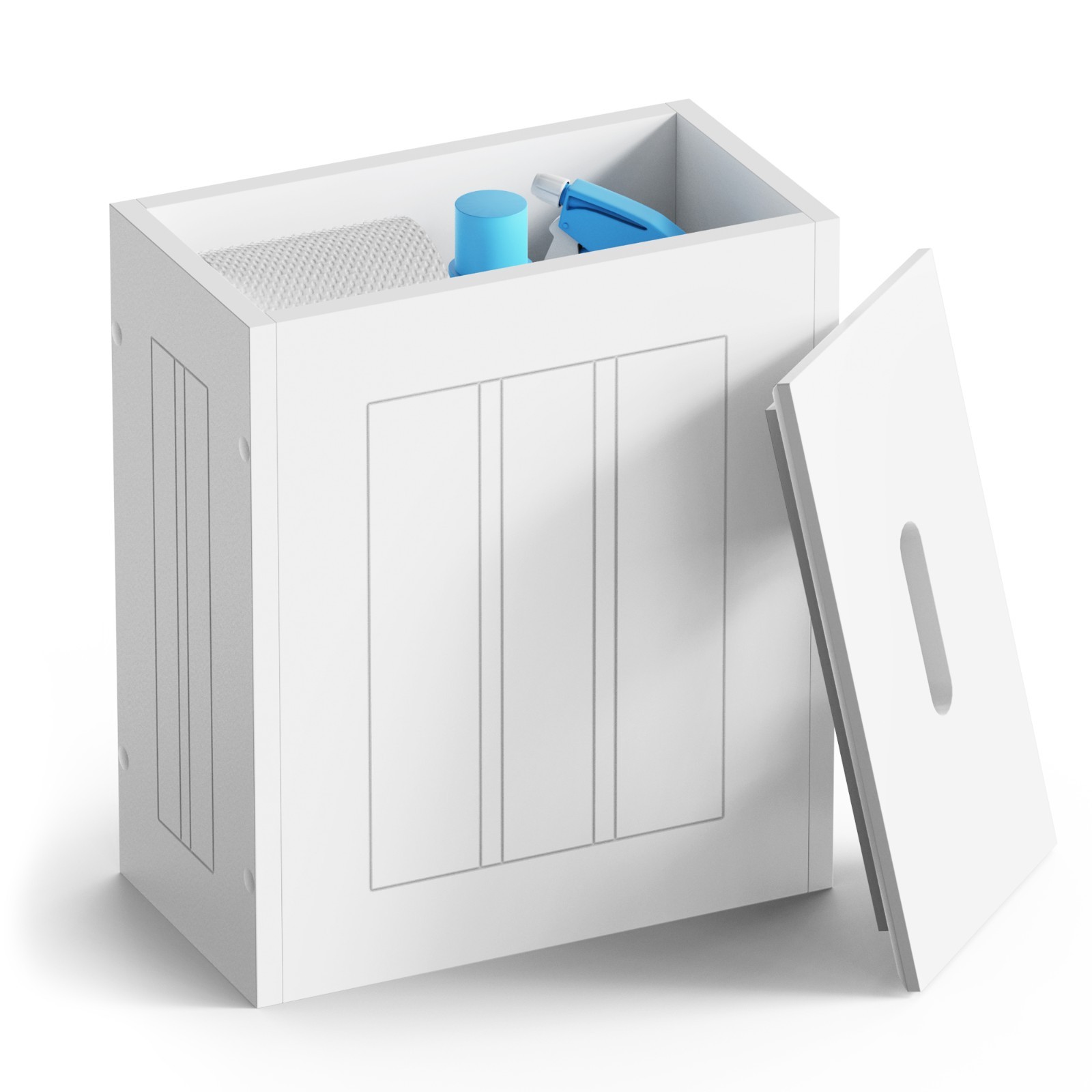 Bathroom Storage Box w/ Lid White Toilet Roll Cleaning Tidy Organiser | VonHaus