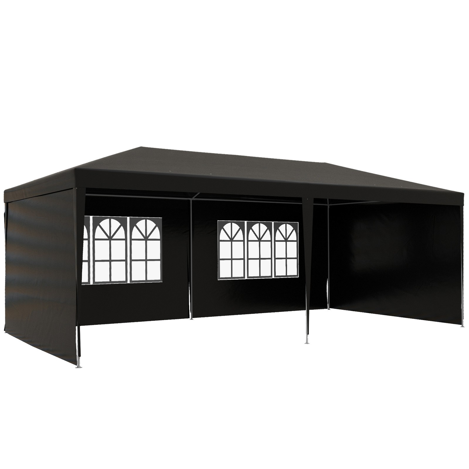 Outsunny 6m x 3m Garden Gazebo Marquee Canopy Party Tent Canopy Patio Black